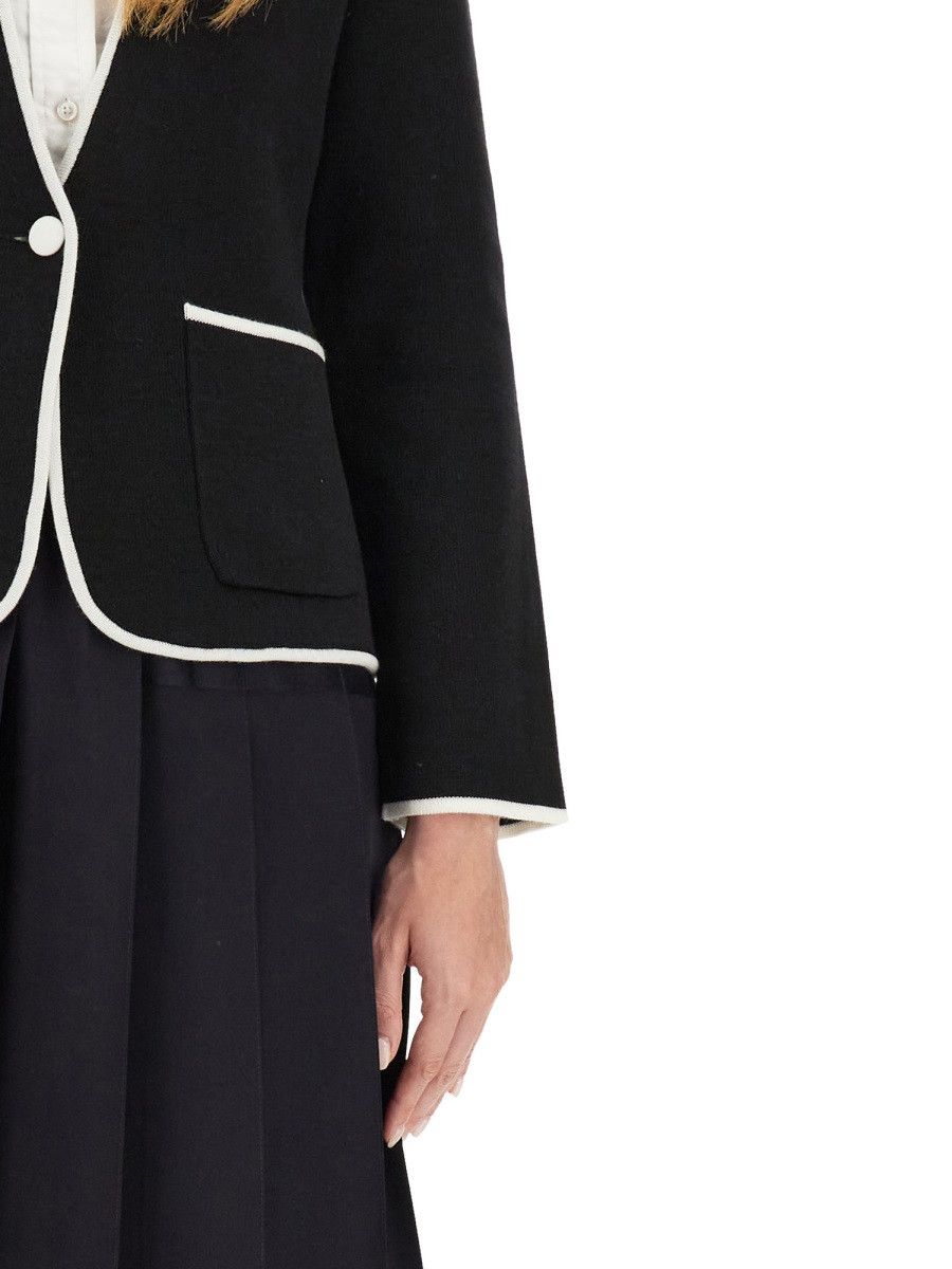 Thom Browne THOM BROWNE SINGLE-BREASTED COLLARLESS JACKET - BLAC (IT 42) Size M / US 6-8 / IT 42-44 - 4 Thumbnail