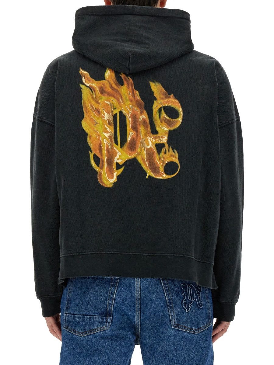 Palm Angels PALM ANGELS "BURNING MONOGRAM" PRINT SWEATSHIRT - BLACK Size US S / EU 44-46 / 1 - 3 Thumbnail