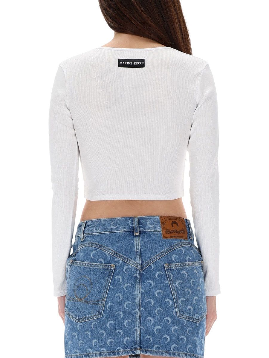 Marine Serre MARINE SERRE SHORT "MOON" TOP - WHITE Size L / US 10 / IT 46 - 3 Thumbnail