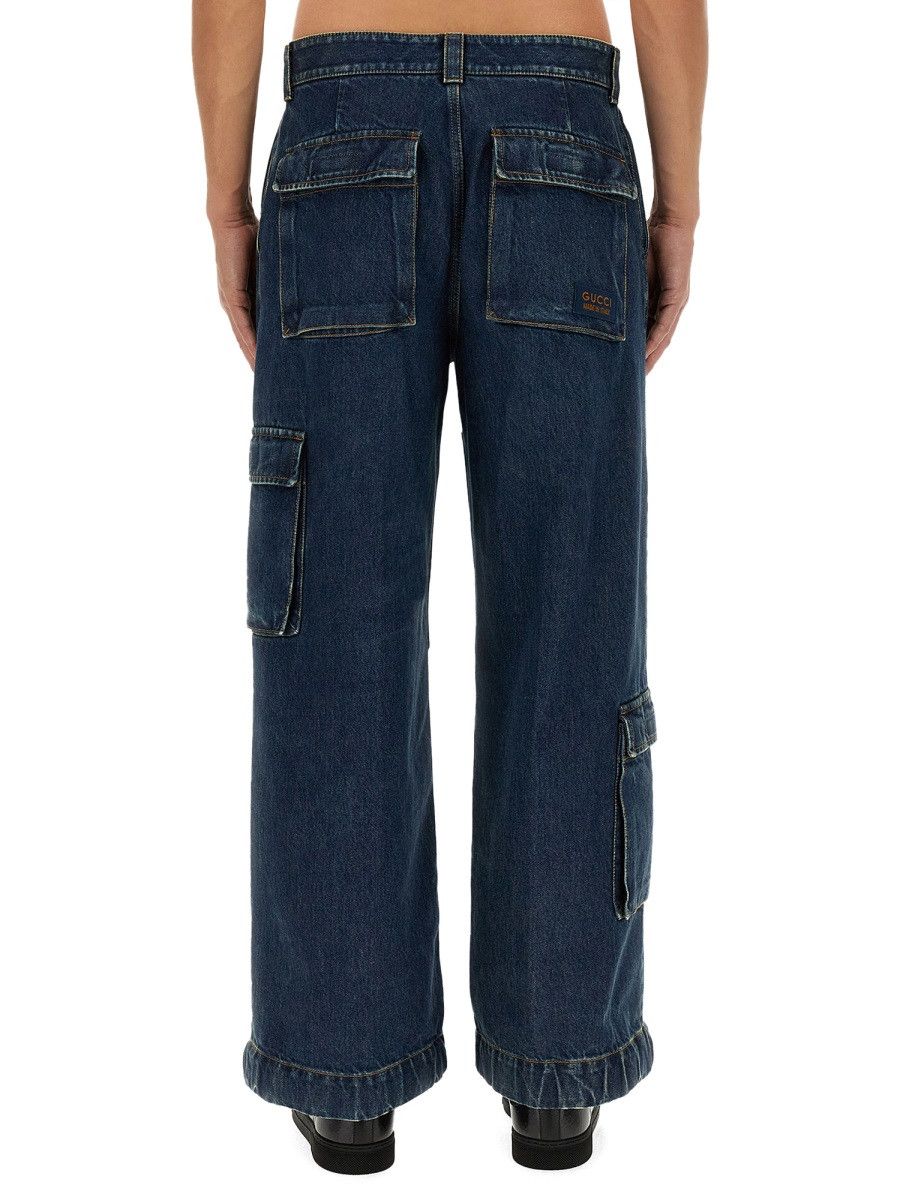 Gucci GUCCI DENIM PANTS WITH GUCCI LABEL - BLUE (IT 50) Size US 34 / EU 50 - 4 Thumbnail