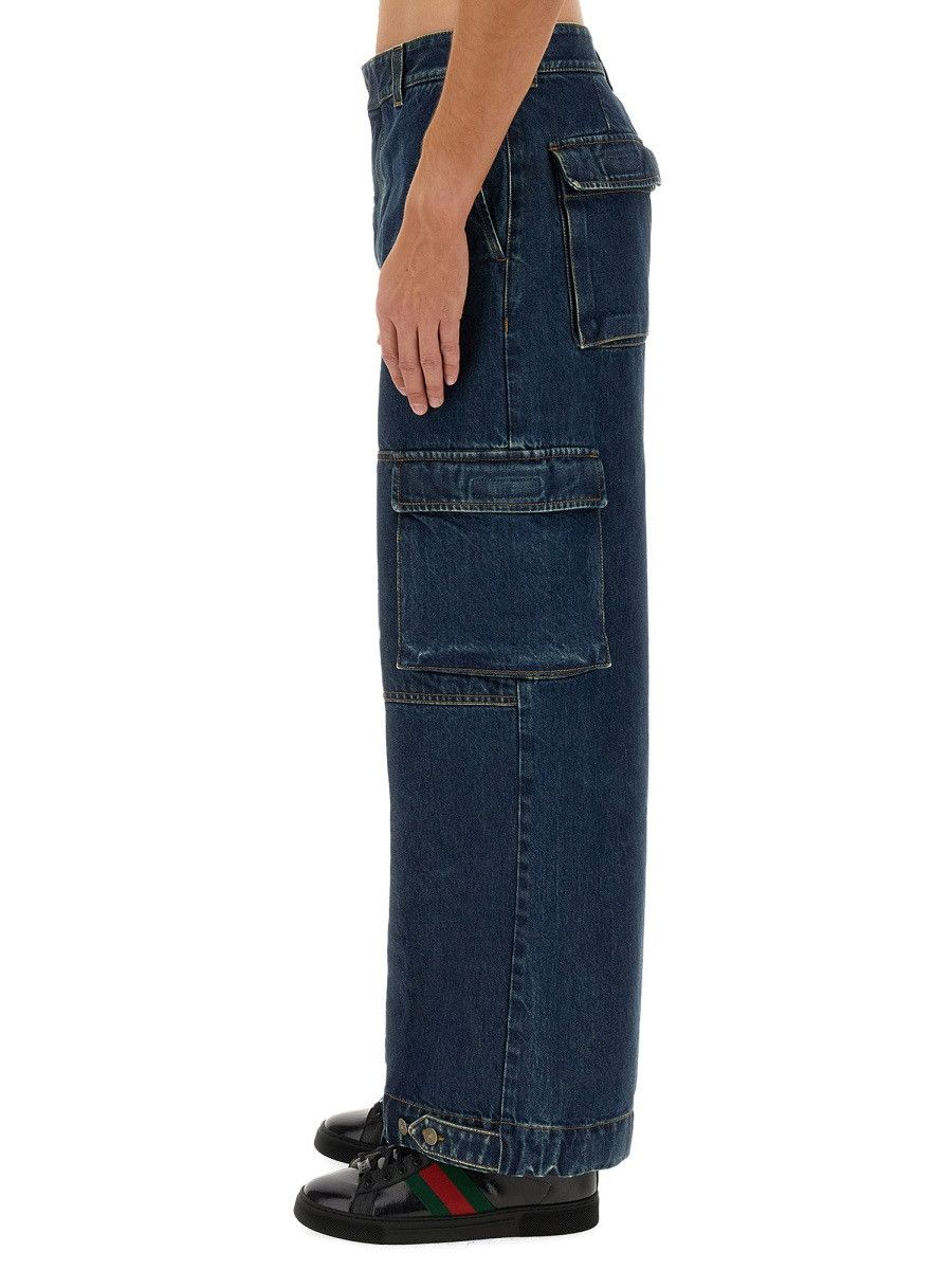 Gucci GUCCI DENIM PANTS WITH GUCCI LABEL - BLUE (IT 46) Size US 30 / EU 46 - 3 Thumbnail