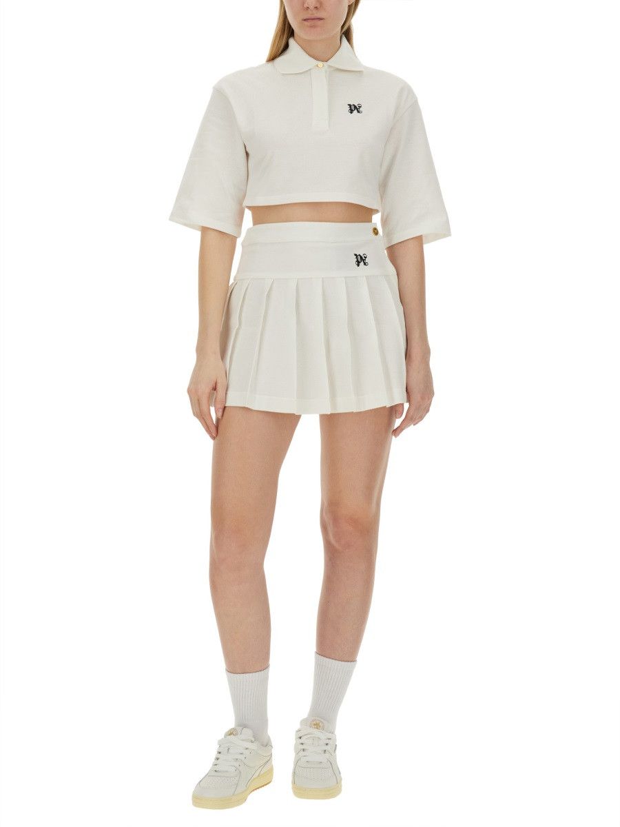 Palm Angels PALM ANGELS MONOGRAM CROPPED POLO SHIRT - WHITE Size XS / US 0-2 / IT 36-38 - 2 Thumbnail