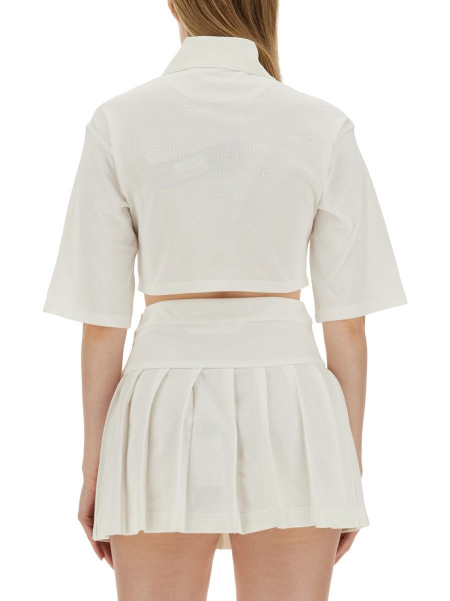 Palm Angels PALM ANGELS MONOGRAM CROPPED POLO SHIRT - WHITE Size XS / US 0-2 / IT 36-38 - 3 Thumbnail