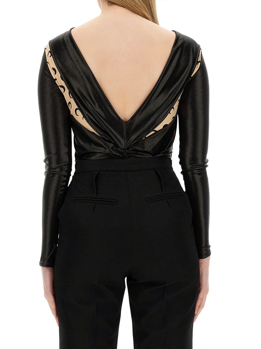 Marine Serre MARINE SERRE DRAPED BODYSUIT - BLACK Size XS / US 0-2 / IT 36-38 - 3 Thumbnail