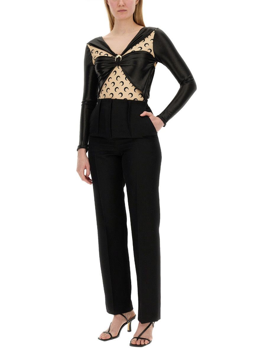 Marine Serre MARINE SERRE DRAPED BODYSUIT - BLACK Size XS / US 0-2 / IT 36-38 - 2 Thumbnail
