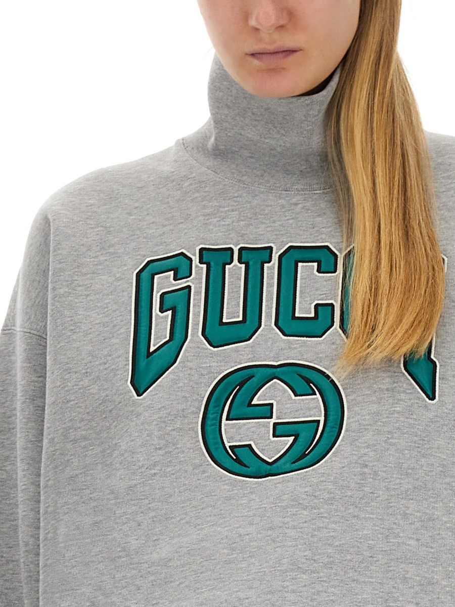 Gucci GUCCI SWEATSHIRT WITH EMBROIDERY - GREY Size XS / US 0-2 / IT 36-38 - 4 Thumbnail