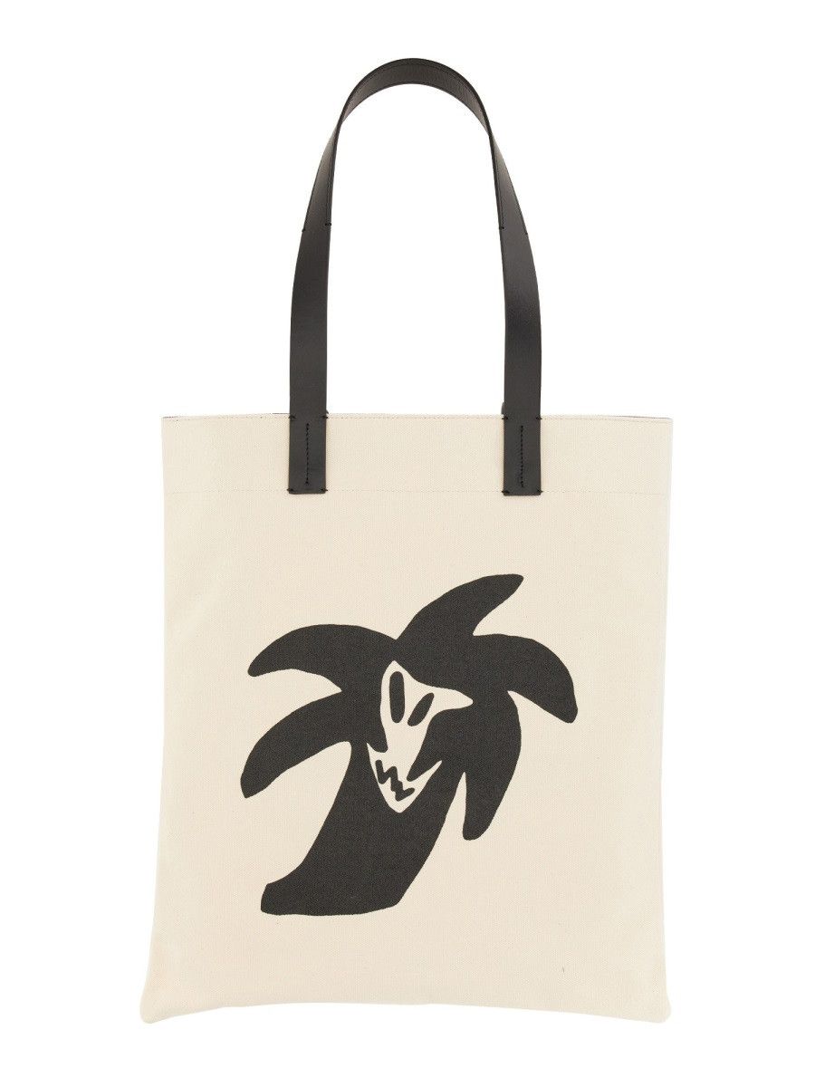 Palm Angels PALM ANGELS COTTON CANVAS SHOPPING BAG - WHITE Size ONE SIZE - 2 Thumbnail