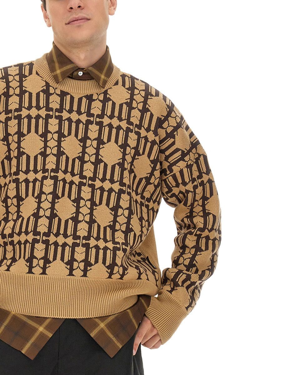 Palm Angels PALM ANGELS JACQUARD SWEATER - BEIGE Size US L / EU 52-54 / 3 - 4 Thumbnail