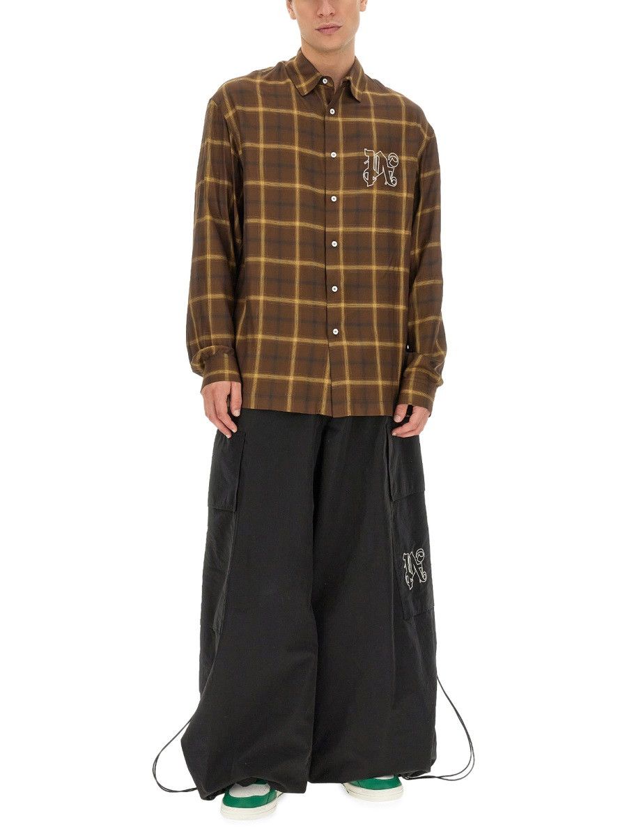 Palm Angels PALM ANGELS MONOGRAM SHIRT - BROWN (IT 48) Size US M / EU 48-50 / 2 - 2 Thumbnail