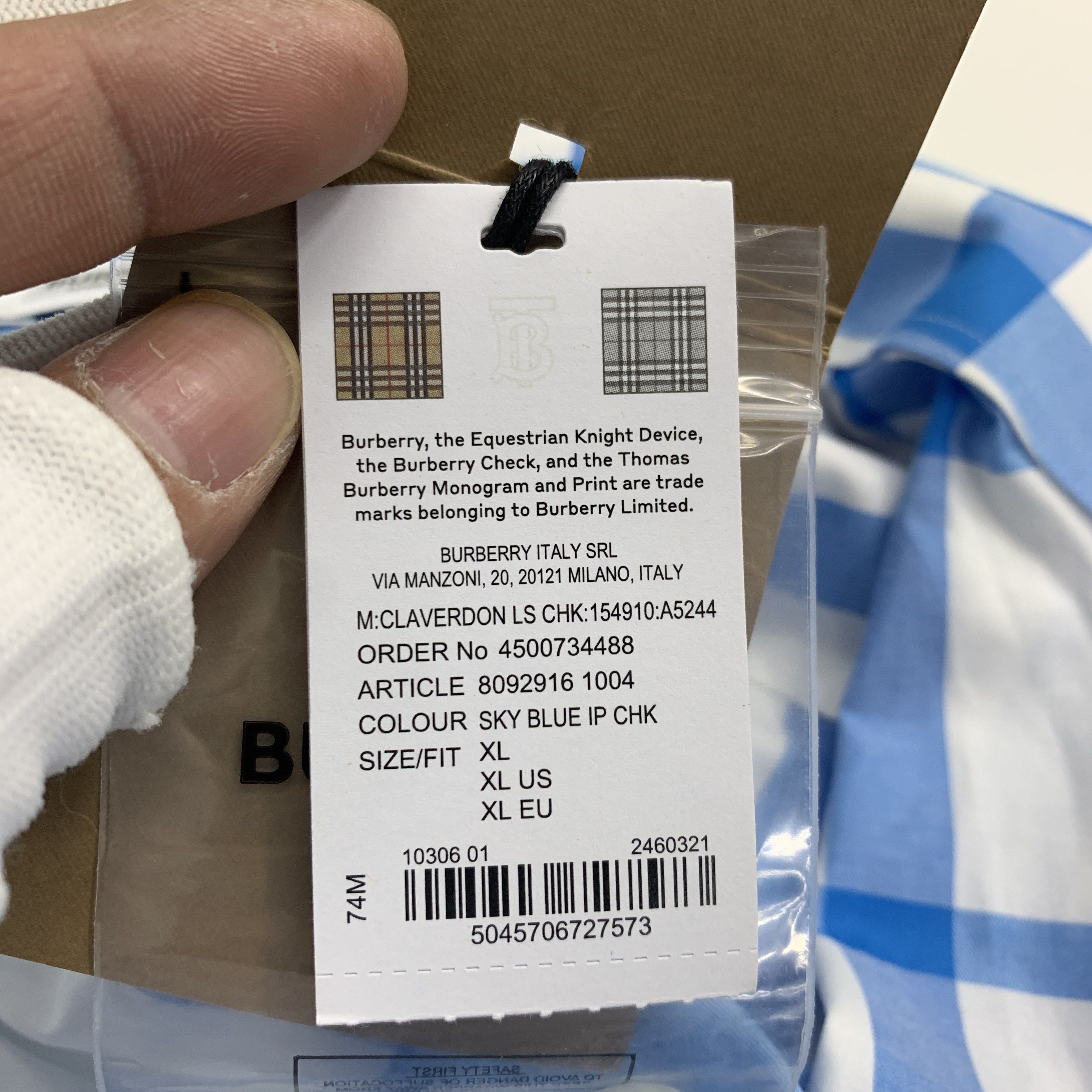 Burberry Burberry Blue Check Button Up Shirt XL Size US XL / EU 56 / 4 - 4 Thumbnail