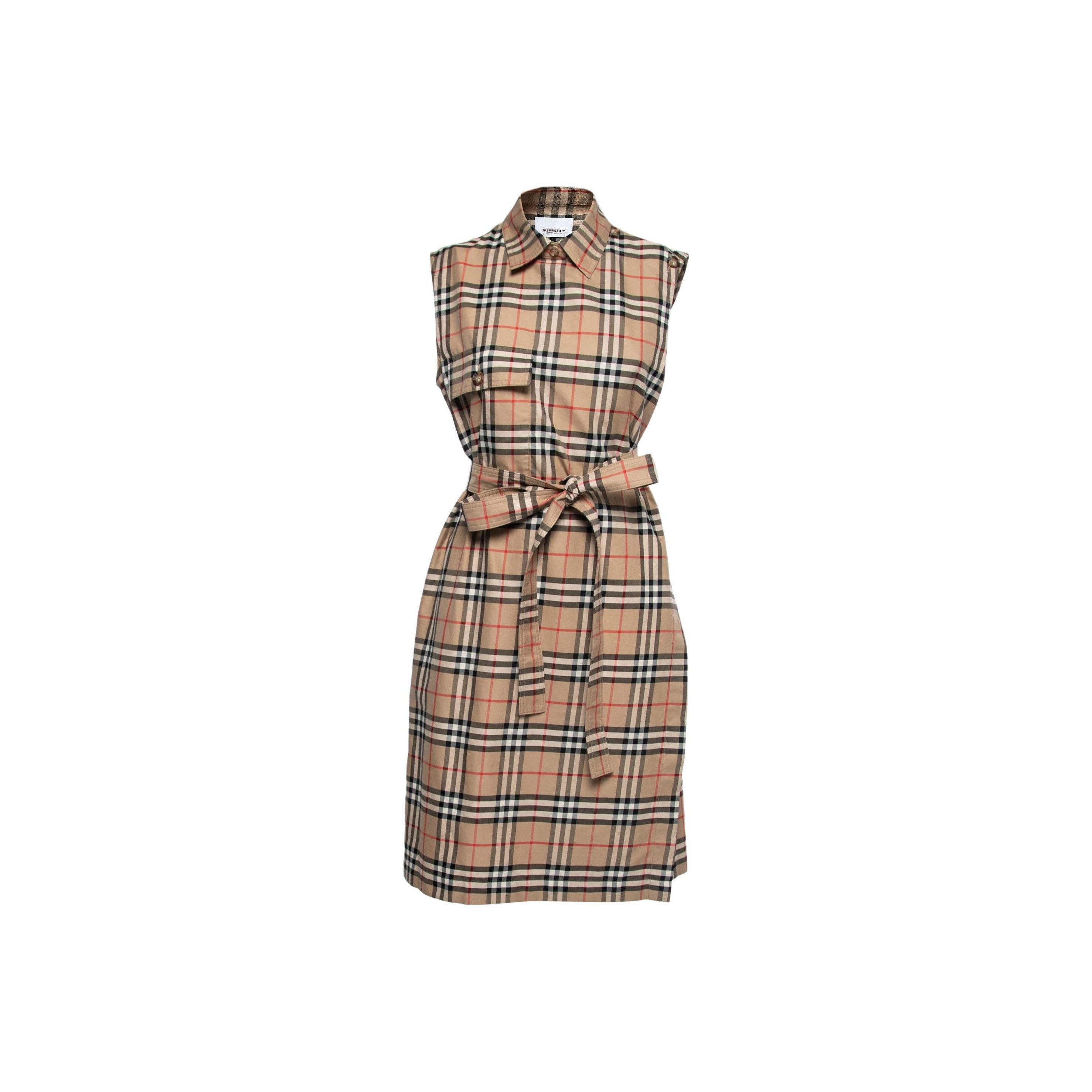 Burberry Burberry Archive Beige Check Sleeveless Dress US 4 Size S / US 4 / IT 40 - 6 Thumbnail