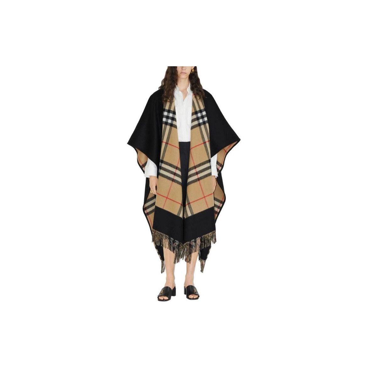 Burberry Burberry Check Trim Wool Cashmere Cape Size OS Size ONE SIZE - 5 Thumbnail