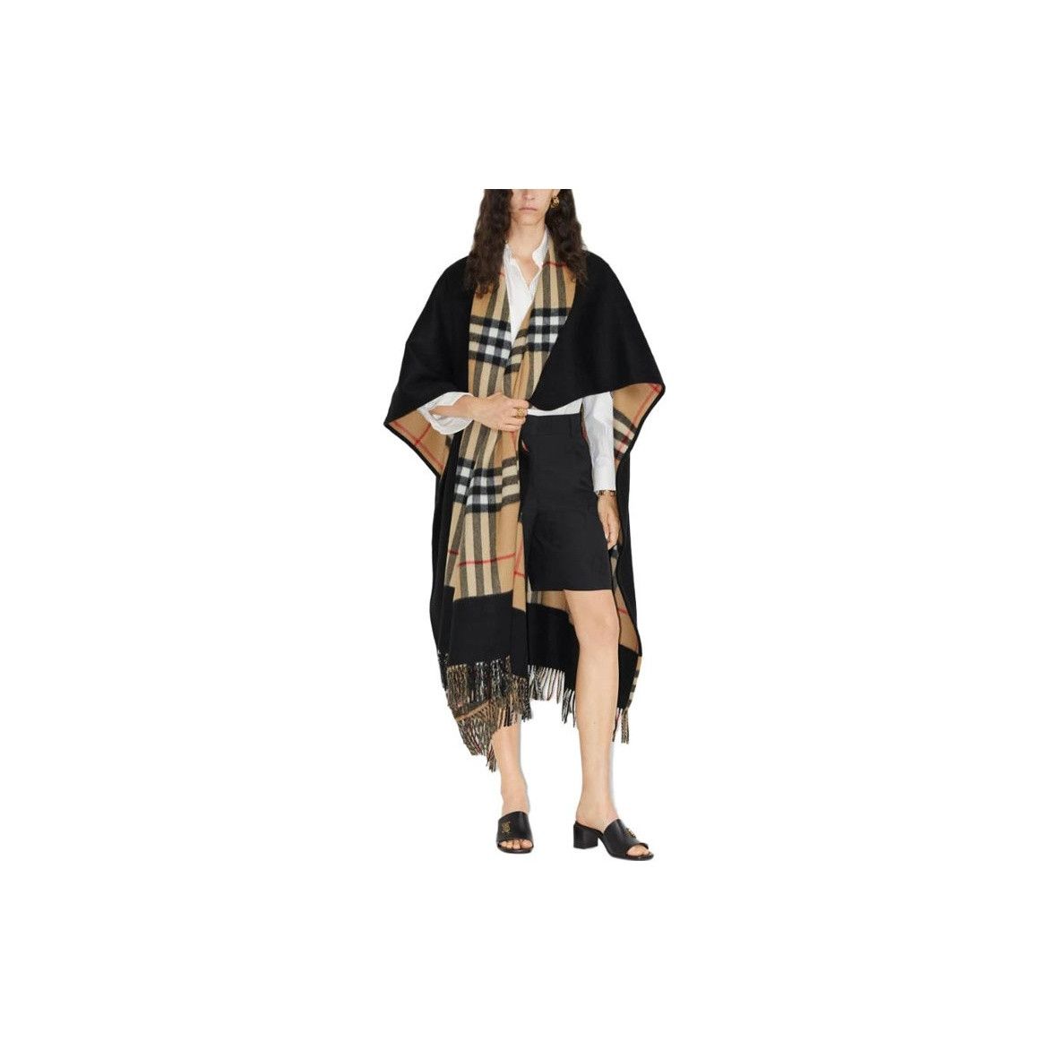 Burberry Burberry Check Trim Wool Cashmere Cape Size OS Size ONE SIZE - 6 Thumbnail