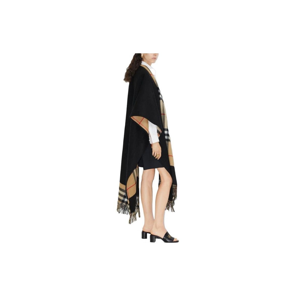 Burberry Burberry Check Trim Wool Cashmere Cape Size OS Size ONE SIZE - 8 Thumbnail