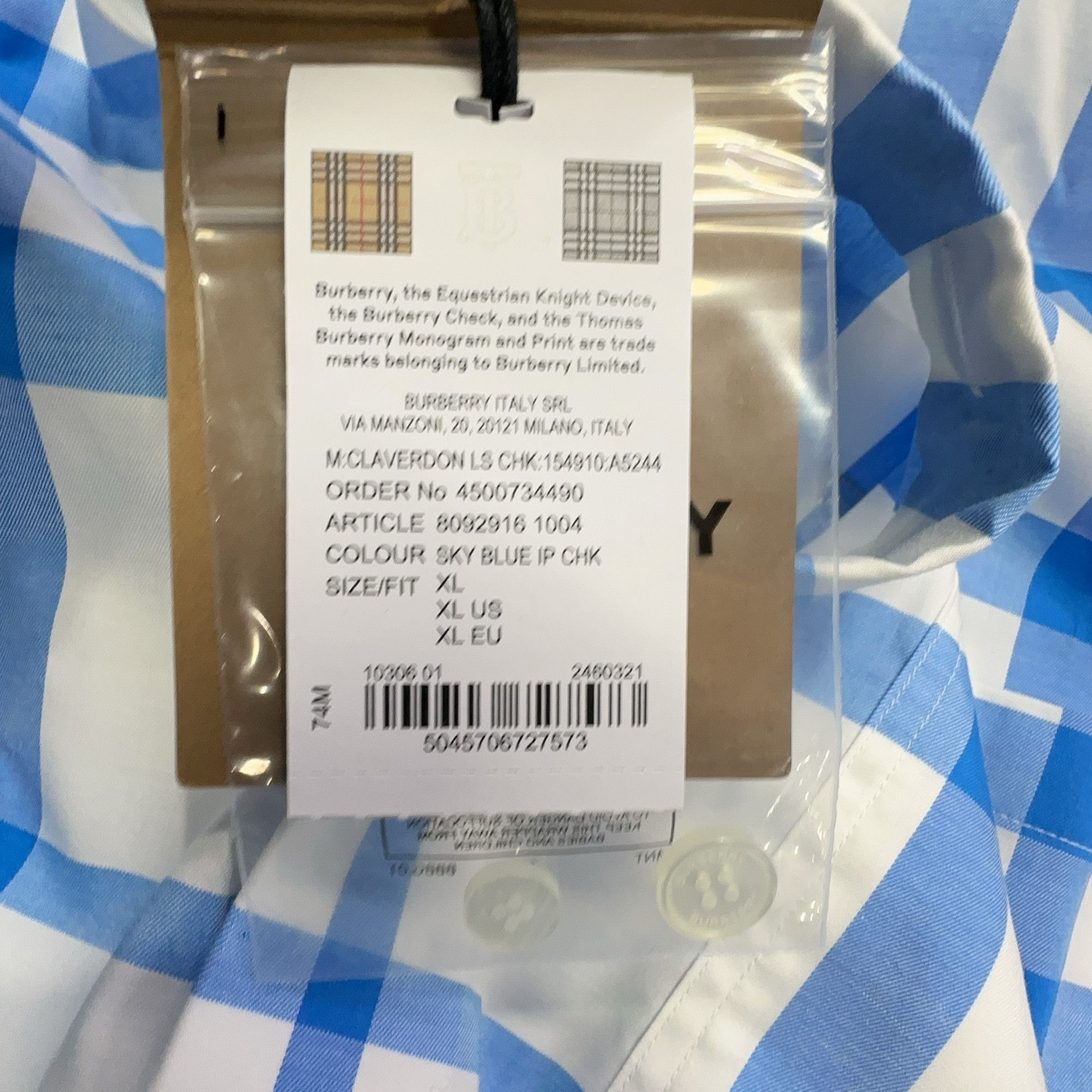 Burberry Burberry Blue Check Shirt XL Size US XL / EU 56 / 4 - 11 Thumbnail