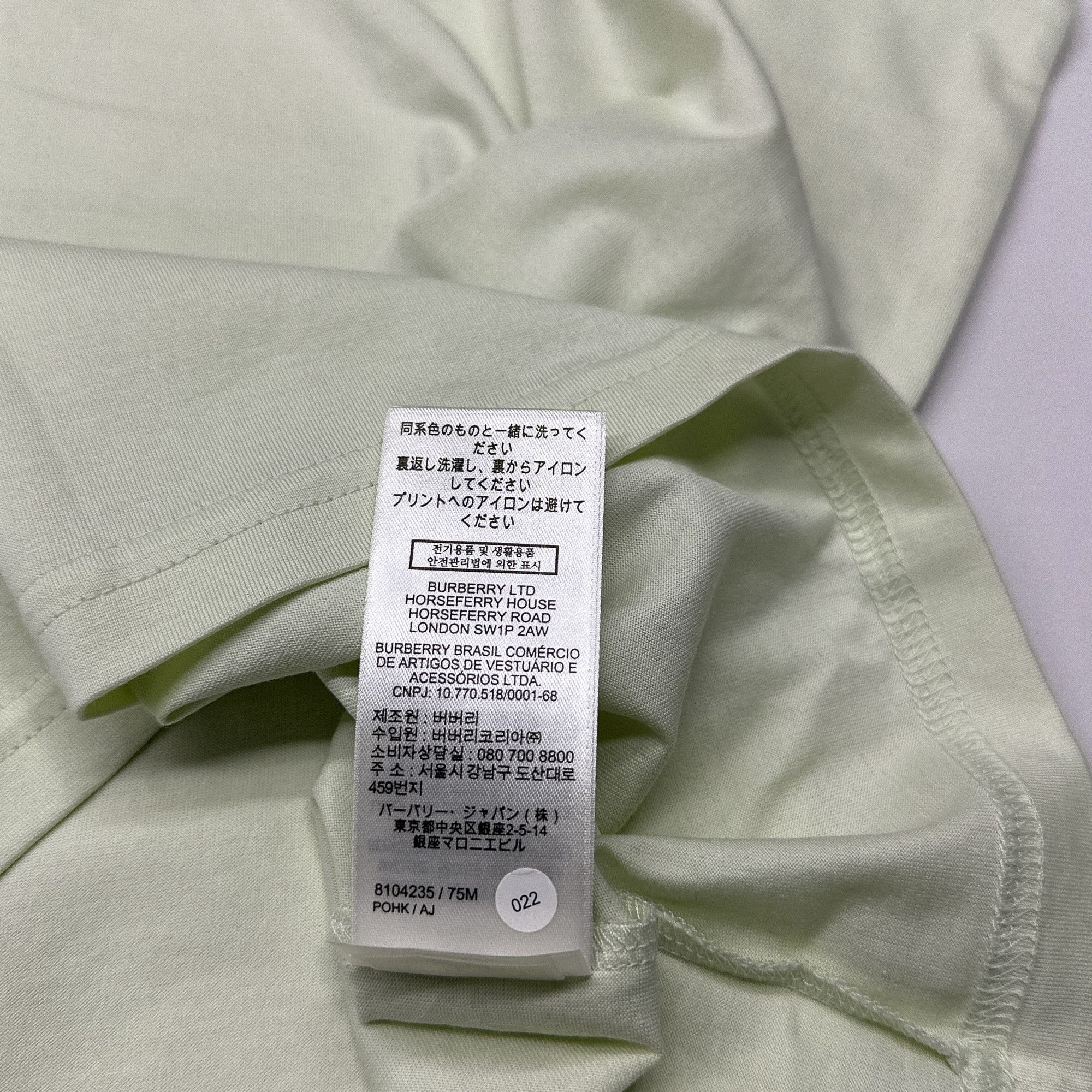 Burberry Burberry Logo Pistachio T-Shirt Size L Size US L / EU 52-54 / 3 - 11 Thumbnail