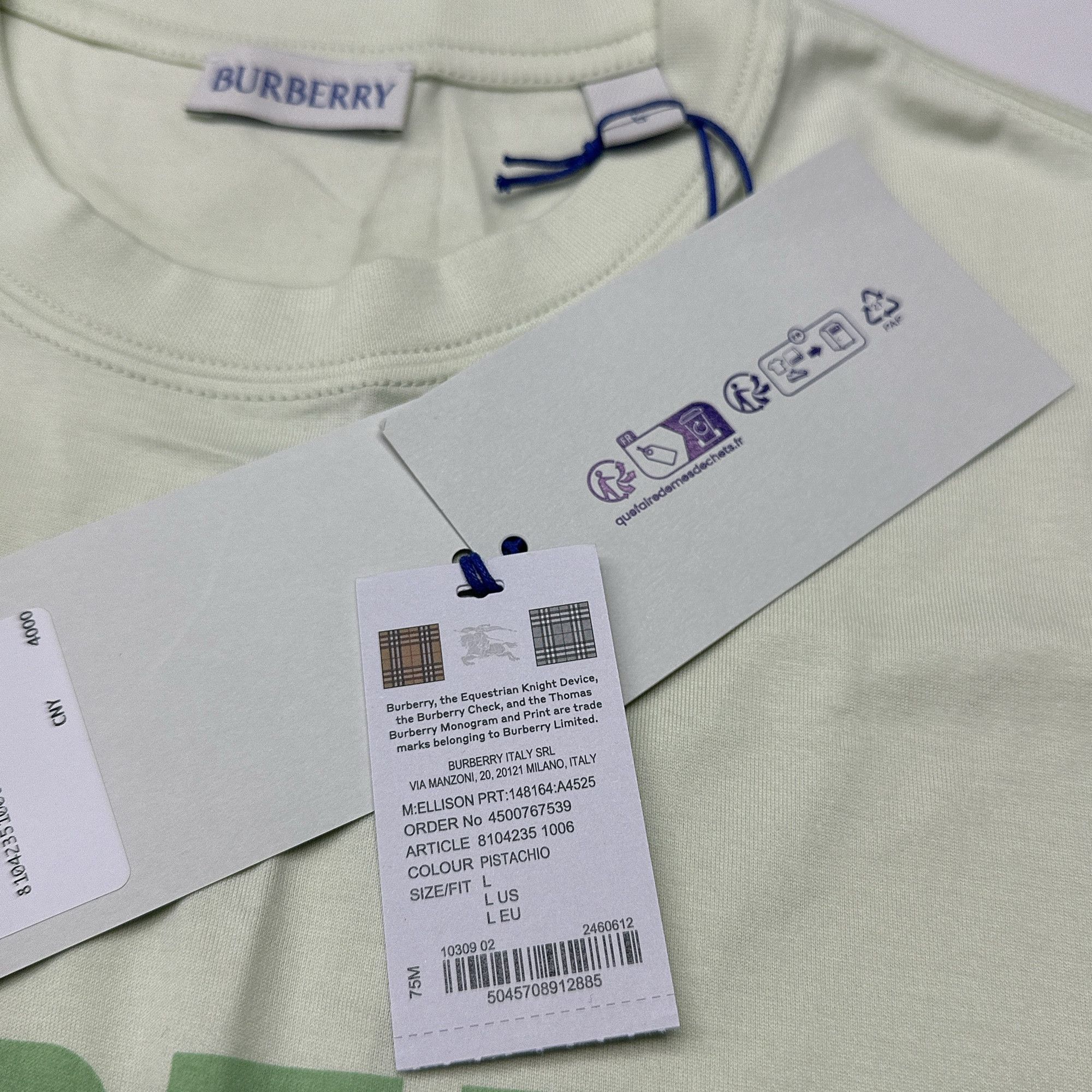 Burberry Burberry Logo Pistachio T-Shirt Size L Size US L / EU 52-54 / 3 - 10 Thumbnail