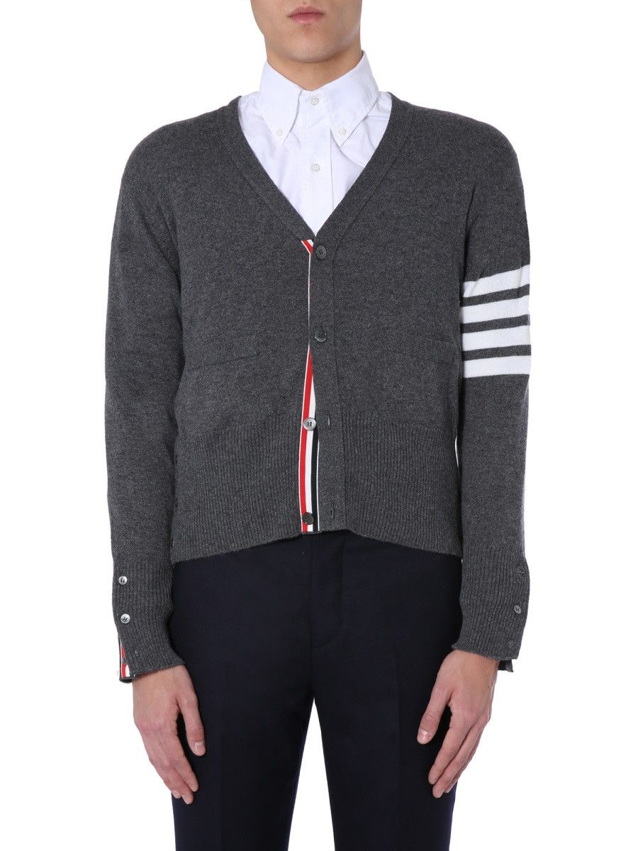 Thom Browne THOM BROWNE V-NECK CARDIGAN - GREY (JP 5) Size US XXL / EU 58 / 5 - 2 Thumbnail