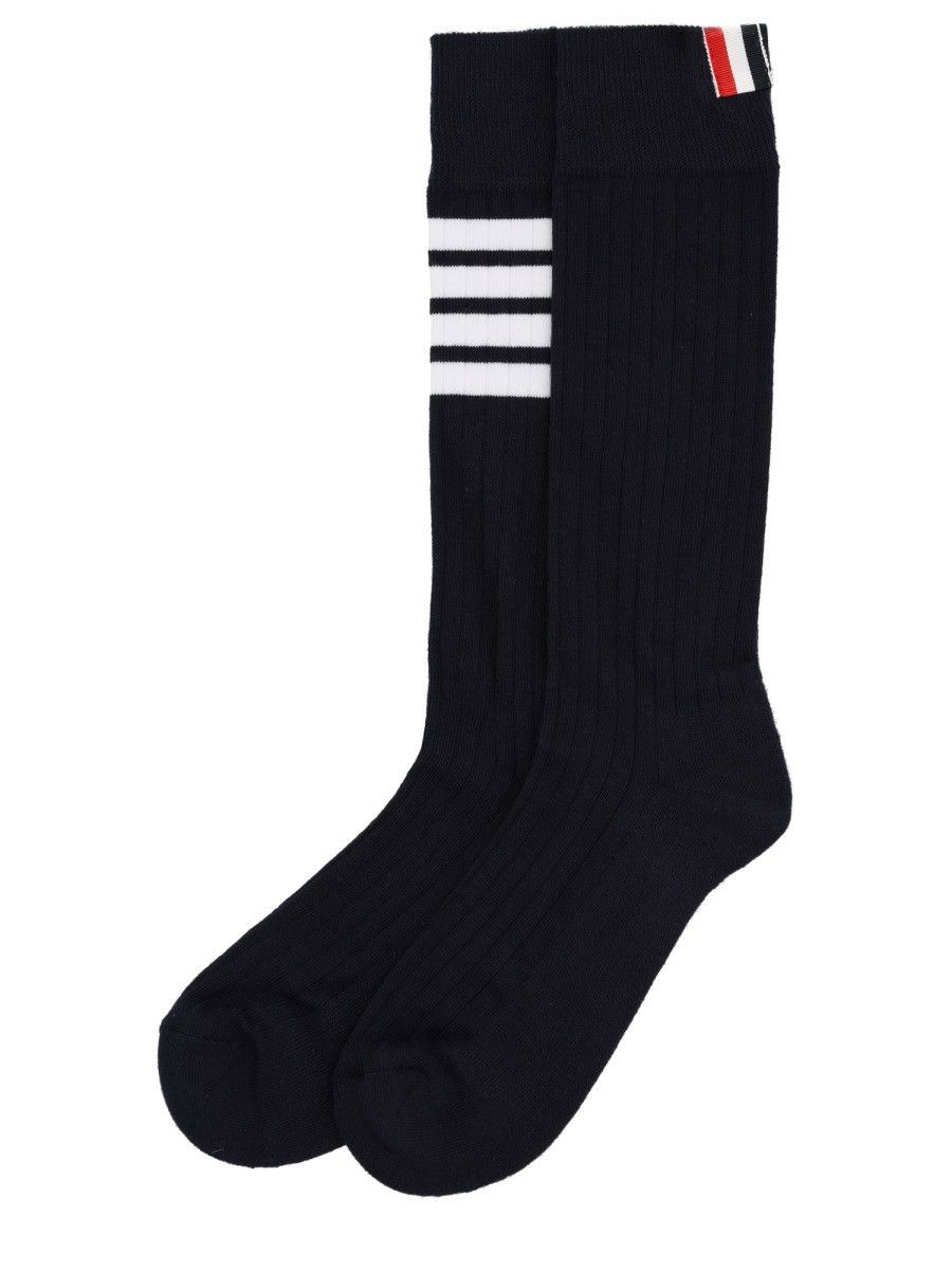 Thom Browne THOM BROWNE "4-BAR" COTTON SOCKS - BLUE Size ONE SIZE - 2 Thumbnail