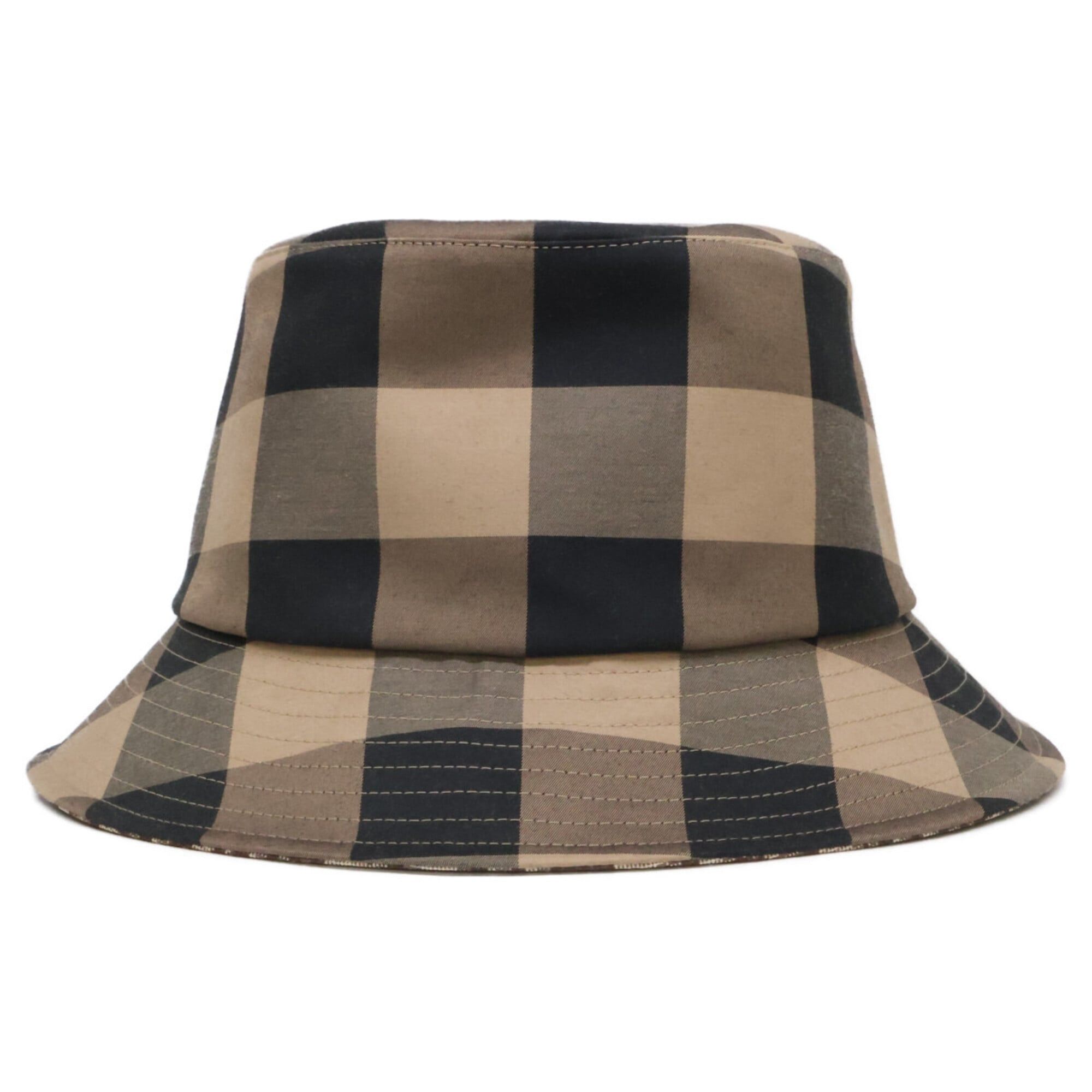 Dior Christian Dior 04CHE923I142 TEDDY-D Block Check Reversible Bob Hat, Size 58, Brown, Women's Size ONE SIZE - 3 Thumbnail