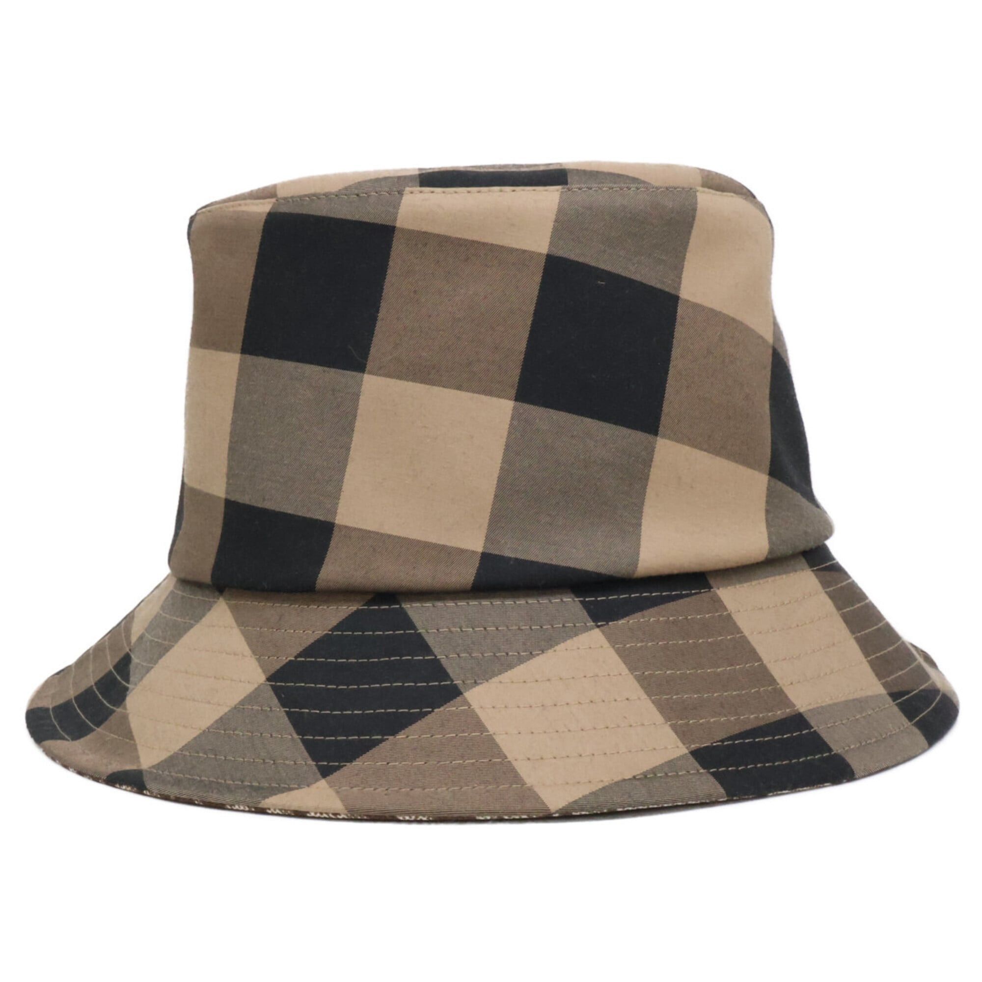 Dior Christian Dior 04CHE923I142 TEDDY-D Block Check Reversible Bob Hat, Size 58, Brown, Women's Size ONE SIZE - 4 Thumbnail
