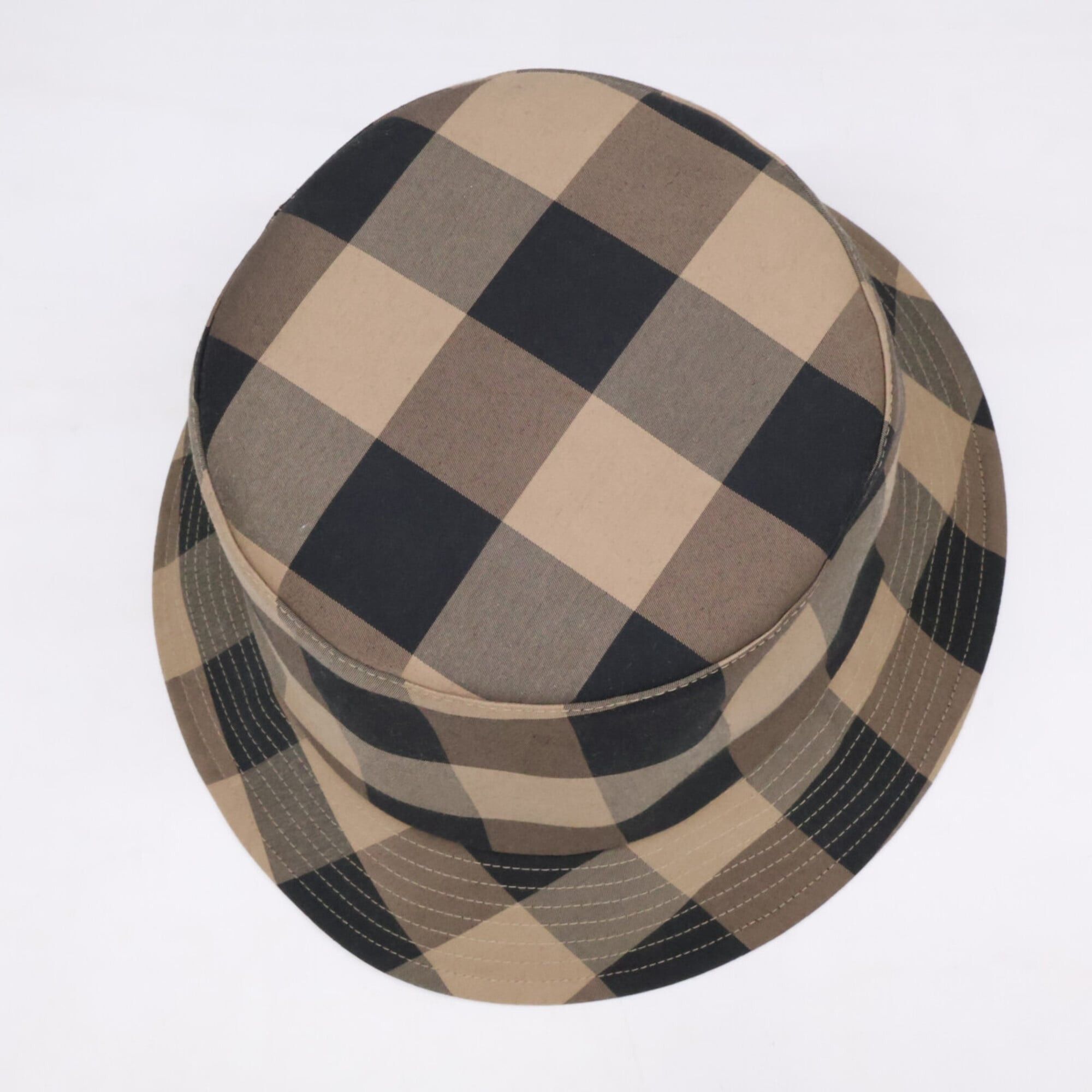 Dior Christian Dior 04CHE923I142 TEDDY-D Block Check Reversible Bob Hat, Size 58, Brown, Women's Size ONE SIZE - 6 Thumbnail