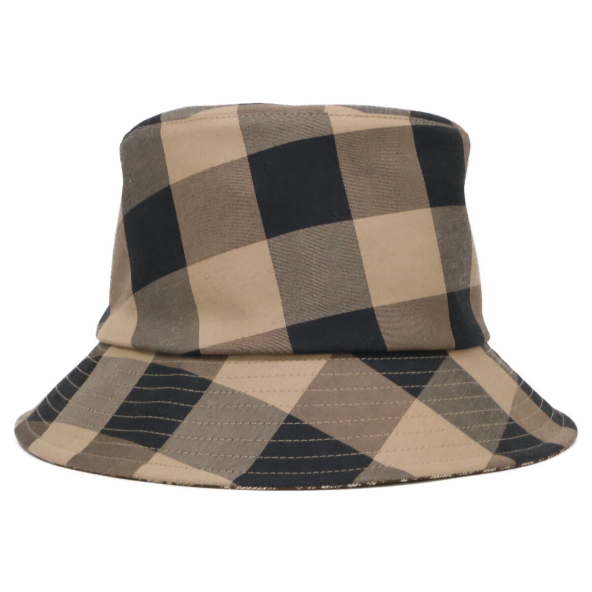 Dior Christian Dior 04CHE923I142 TEDDY-D Block Check Reversible Bob Hat, Size 58, Brown, Women's Size ONE SIZE - 2 Thumbnail