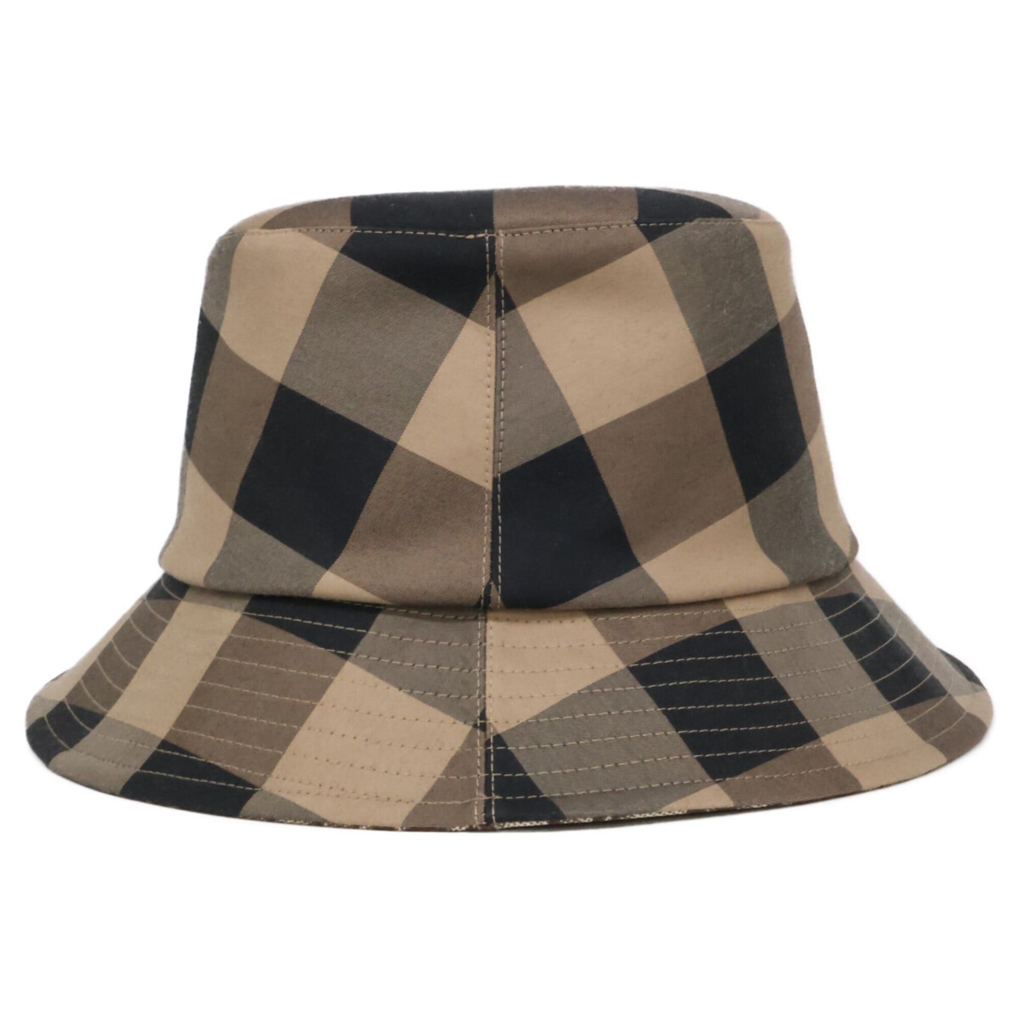 Dior Christian Dior 04CHE923I142 TEDDY-D Block Check Reversible Bob Hat, Size 58, Brown, Women's Size ONE SIZE - 5 Thumbnail
