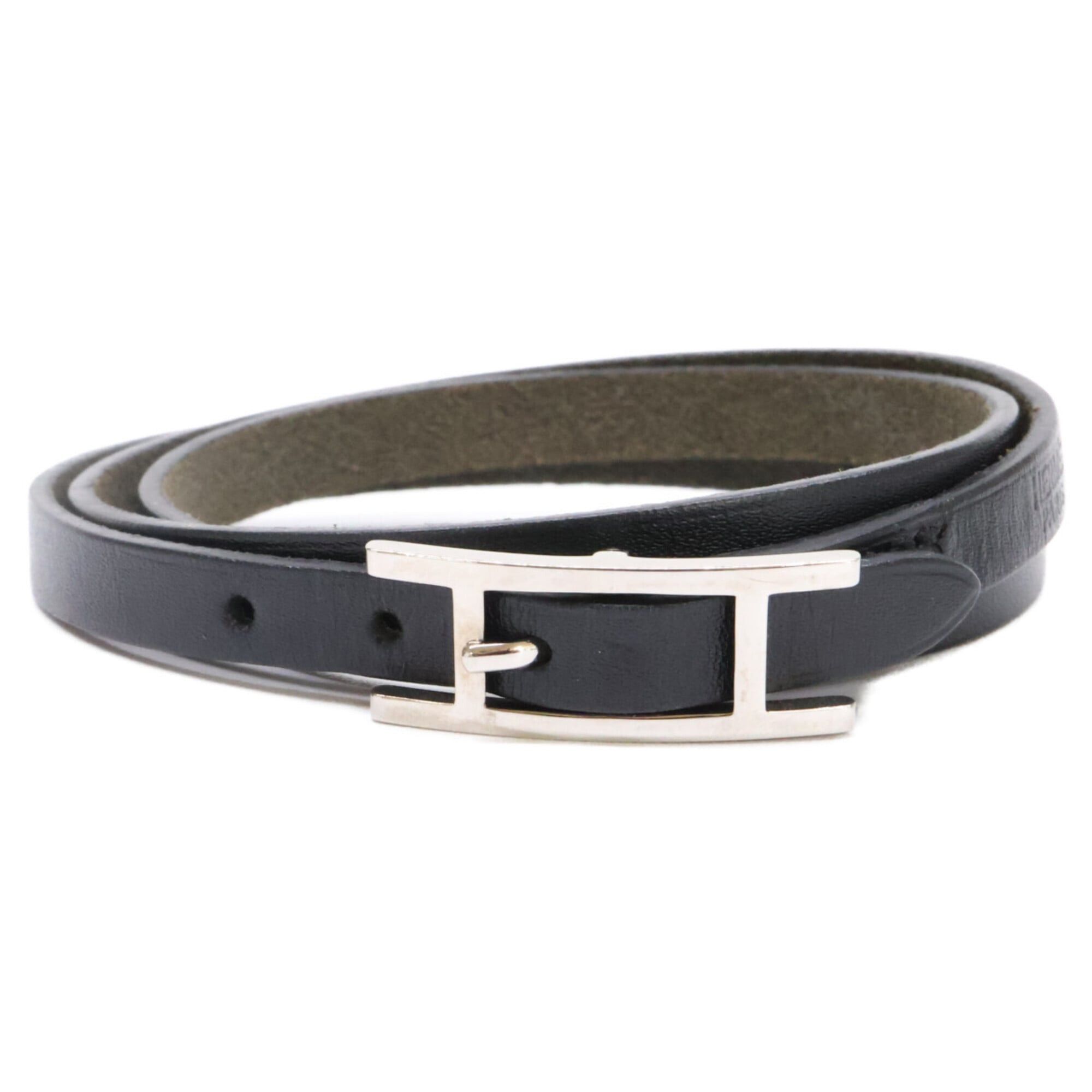 Hermes Hermes Be Api Triple Strand Leather Bracelet Black Women's Size ONE SIZE - 2 Thumbnail