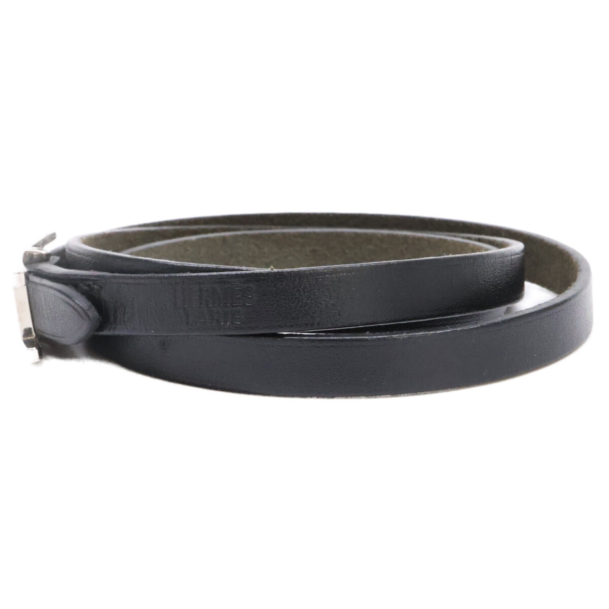 Hermes Hermes Be Api Triple Strand Leather Bracelet Black Women's Size ONE SIZE - 3 Thumbnail