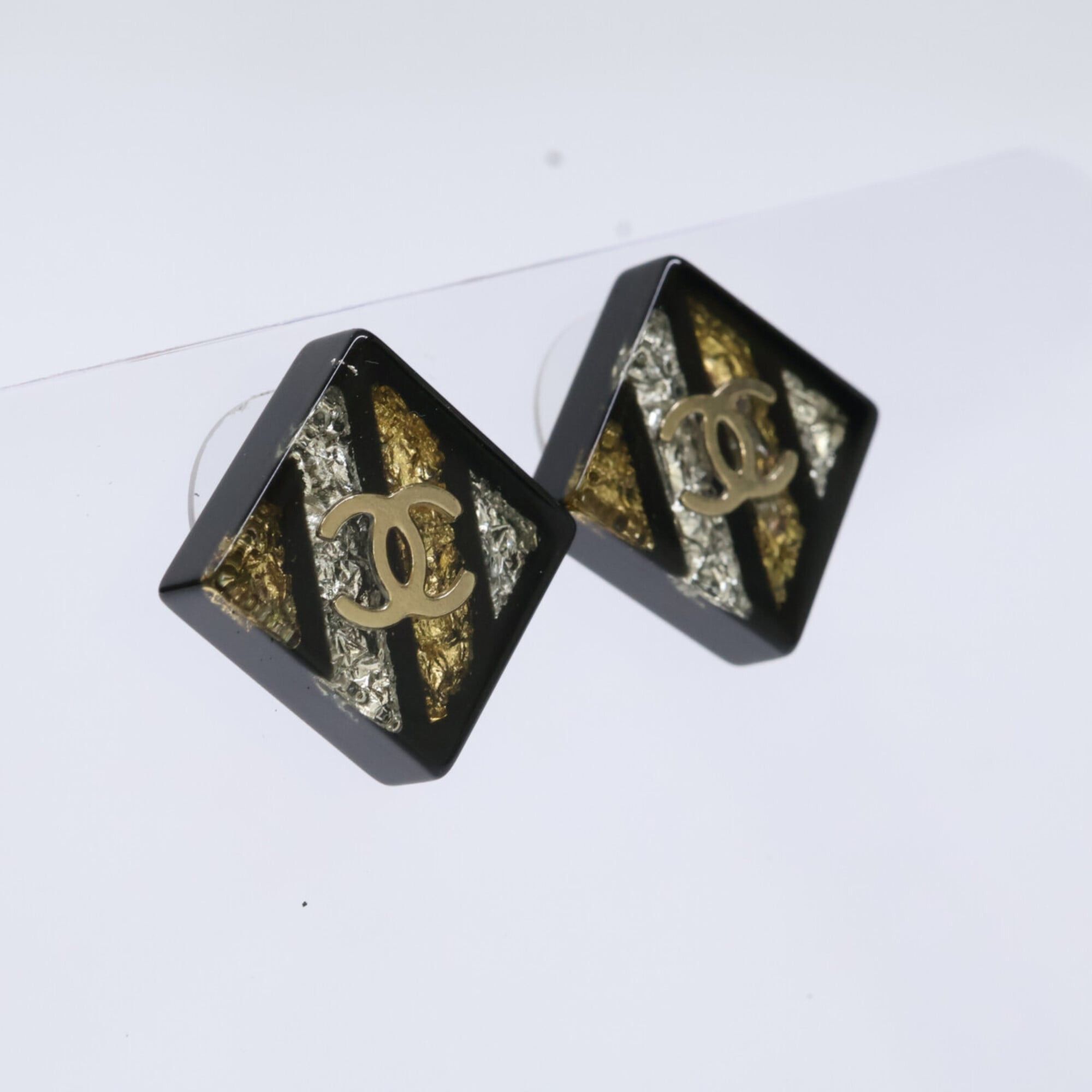 Chanel CHANEL 16C Coco Mark Square Earrings, Black, Women's Size ONE SIZE - 2 Thumbnail