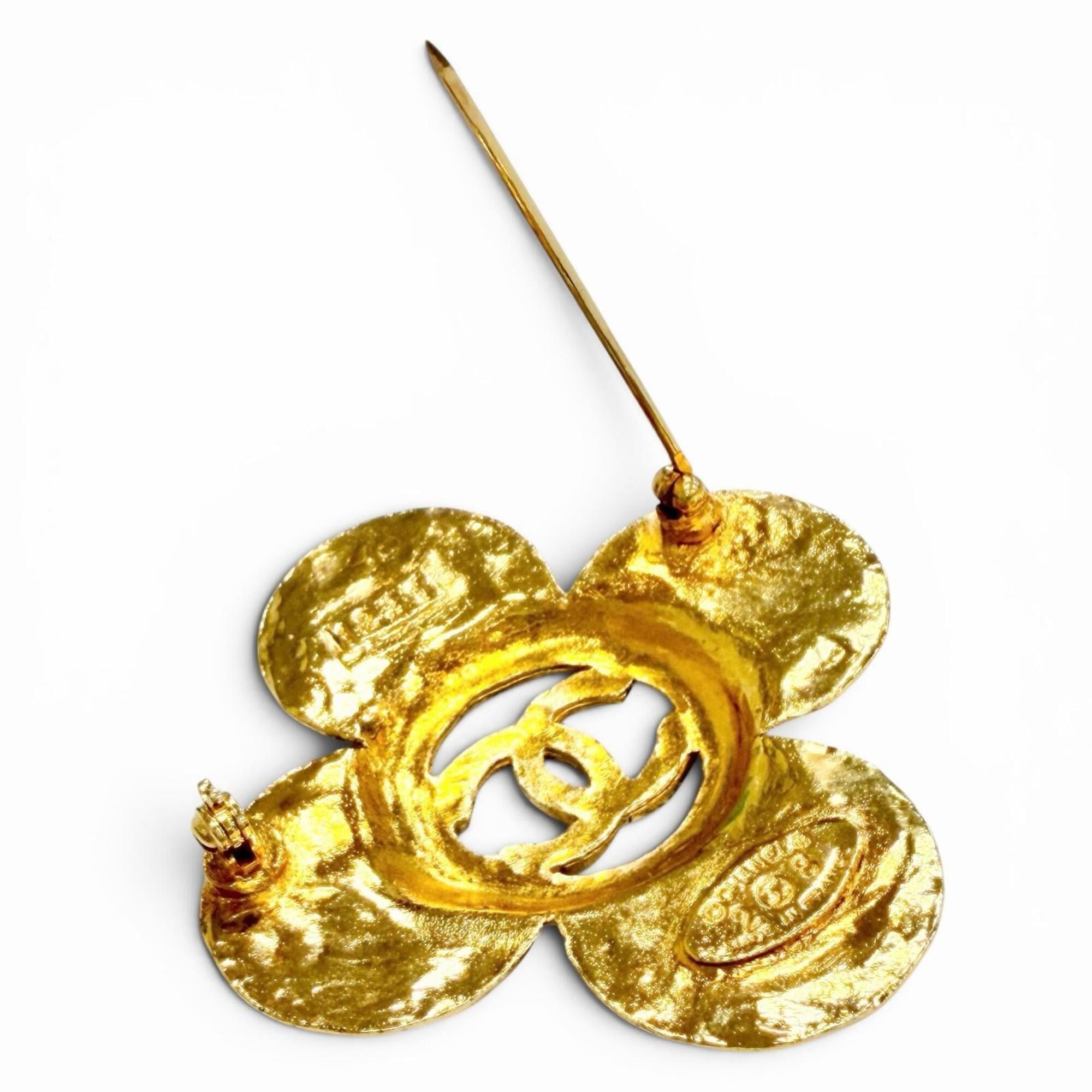 Chanel CHANEL Vintage 28 Coco Mark Flower Motif Brooch, Gold, Made in France, Women's, Highly Recommended ◎ Size ONE SIZE - 4 Thumbnail