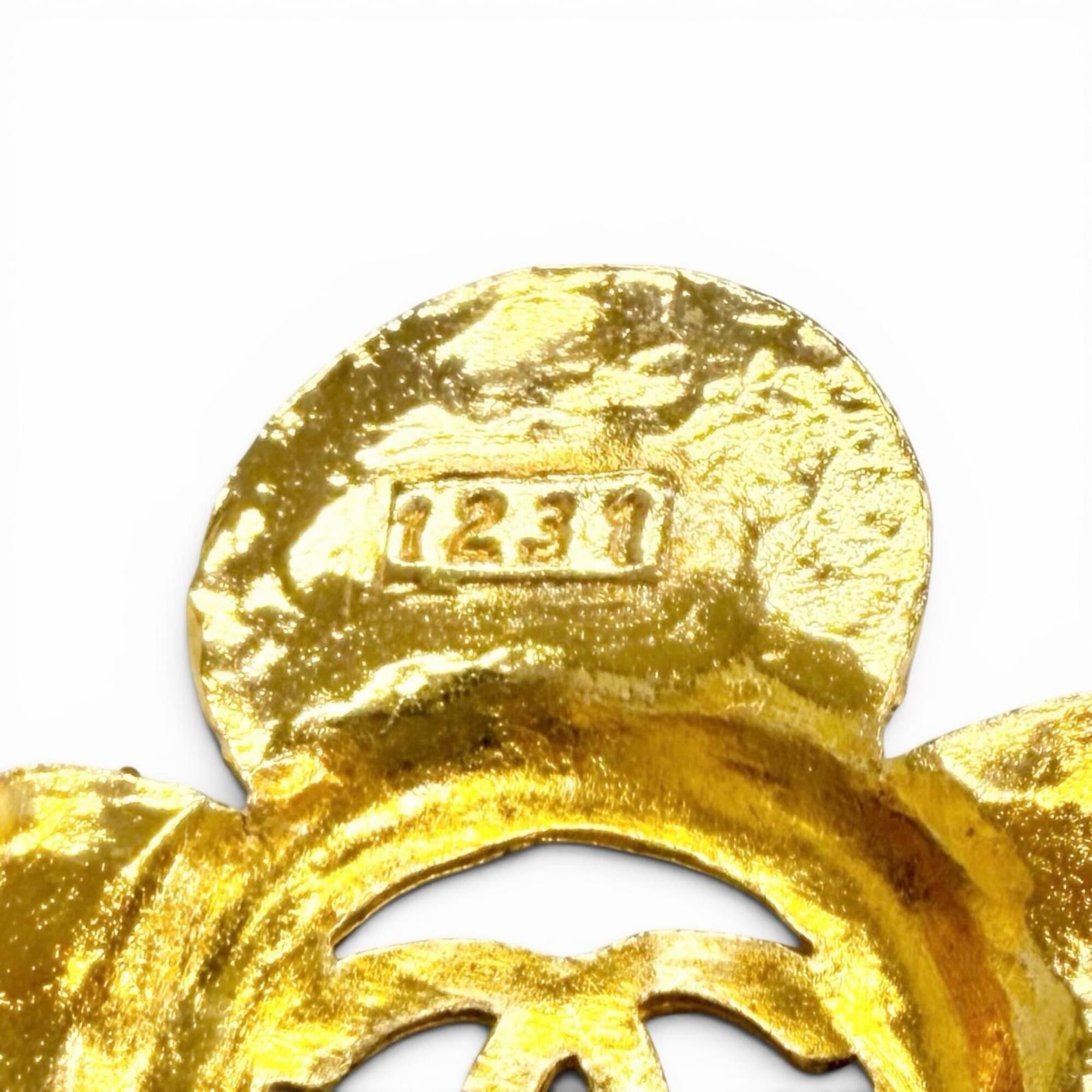 Chanel CHANEL Vintage 28 Coco Mark Flower Motif Brooch, Gold, Made in France, Women's, Highly Recommended ◎ Size ONE SIZE - 6 Thumbnail