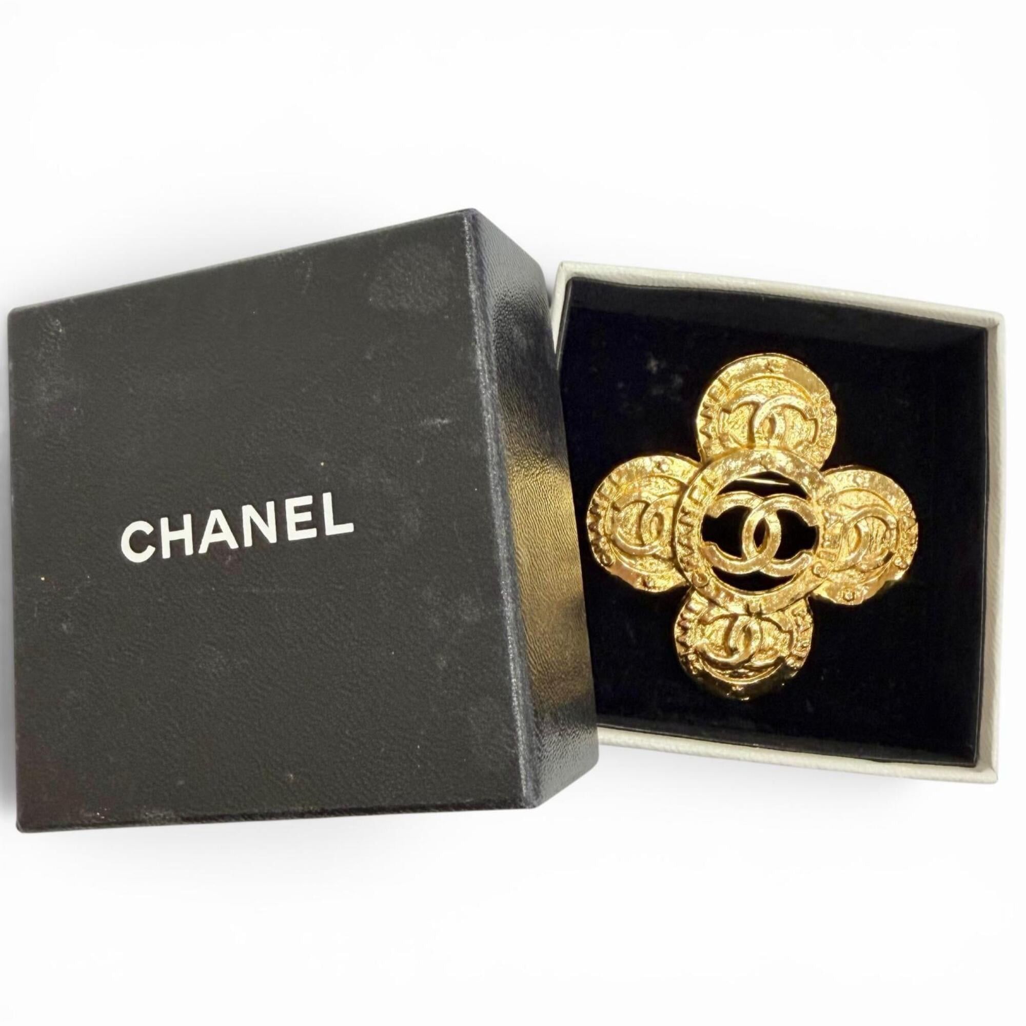 Chanel CHANEL Vintage 28 Coco Mark Flower Motif Brooch, Gold, Made in France, Women's, Highly Recommended ◎ Size ONE SIZE - 2 Thumbnail