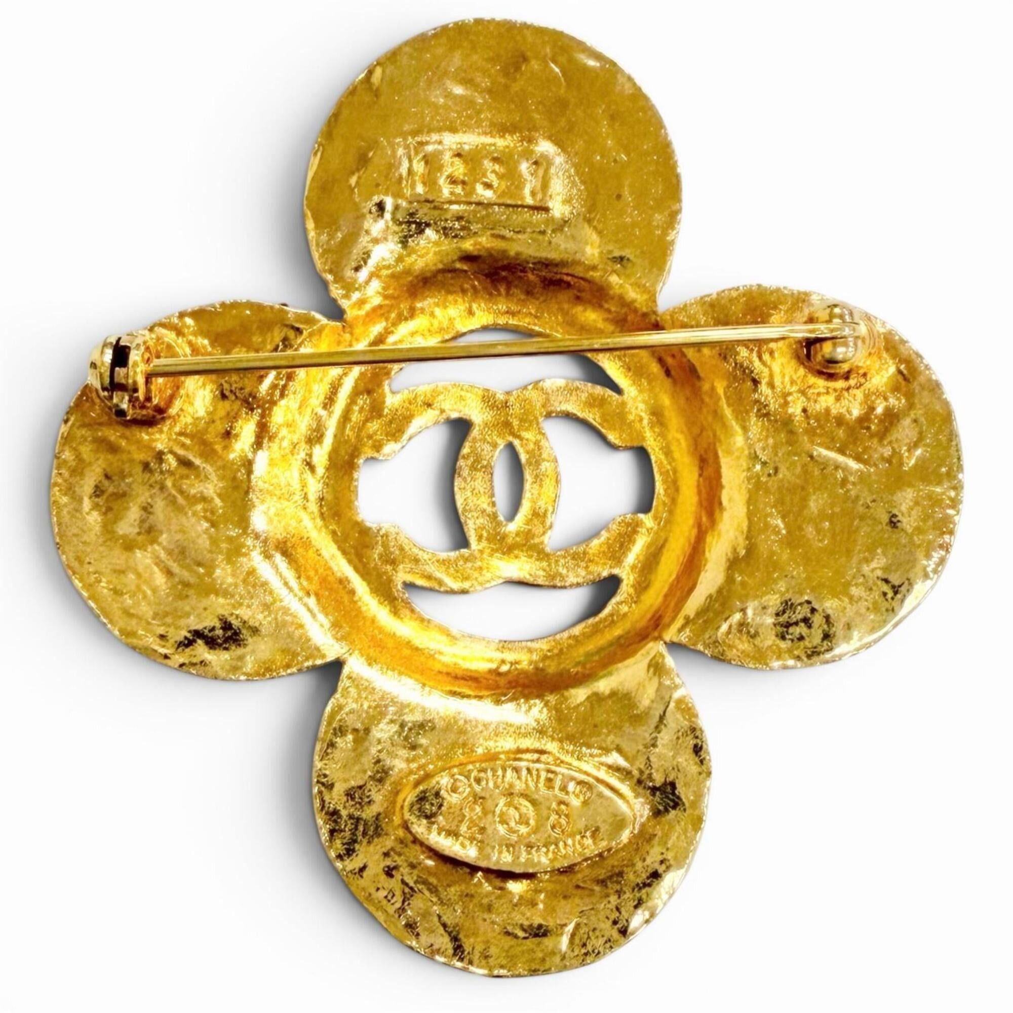 Chanel CHANEL Vintage 28 Coco Mark Flower Motif Brooch, Gold, Made in France, Women's, Highly Recommended ◎ Size ONE SIZE - 3 Thumbnail