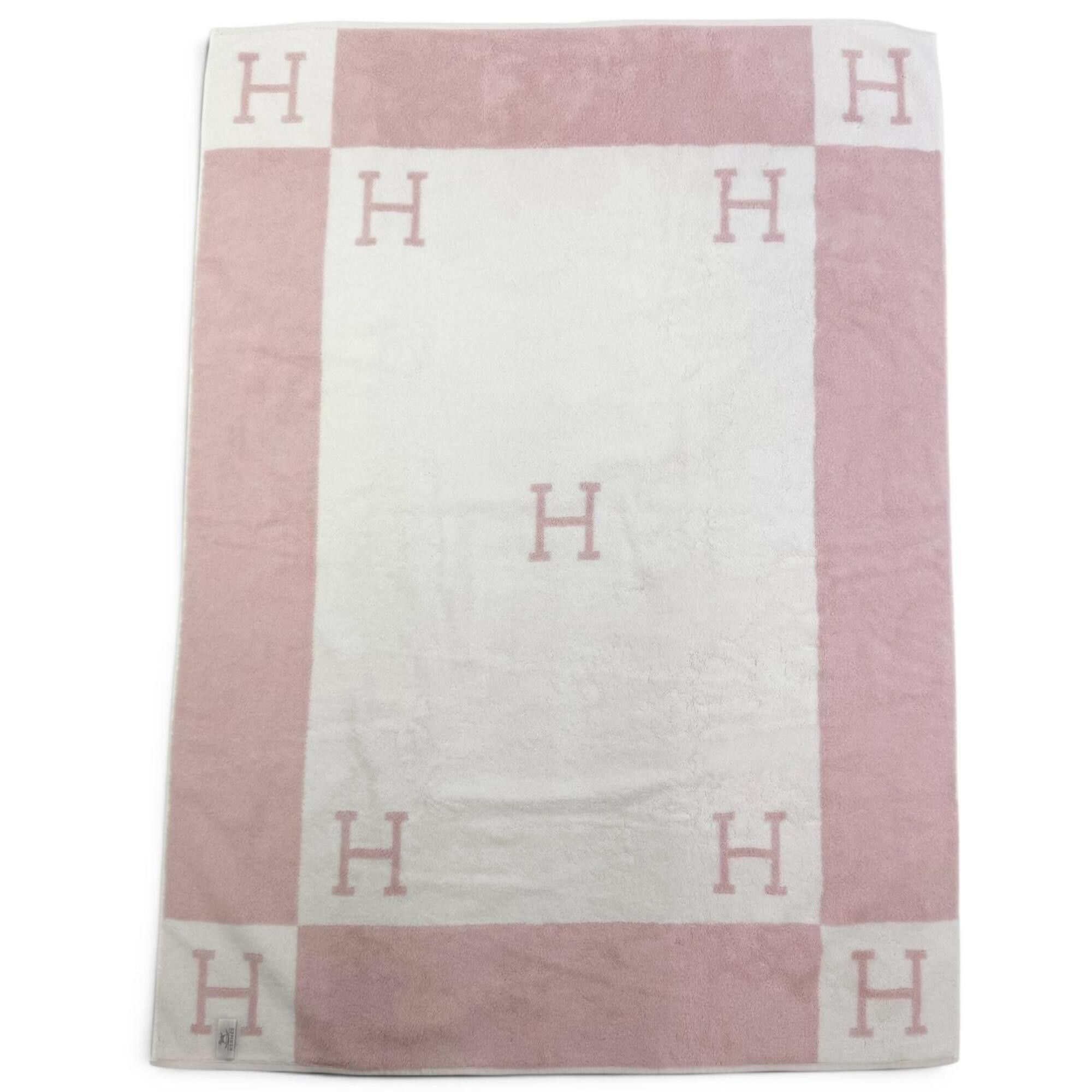 Hermes HERMES Avalon 100% Cotton Rose Lilac H Pattern Bath Towel/Beach Towel, Approx. 120 x 88cm, Made in France, Women's Size ONE SIZE - 2 Thumbnail