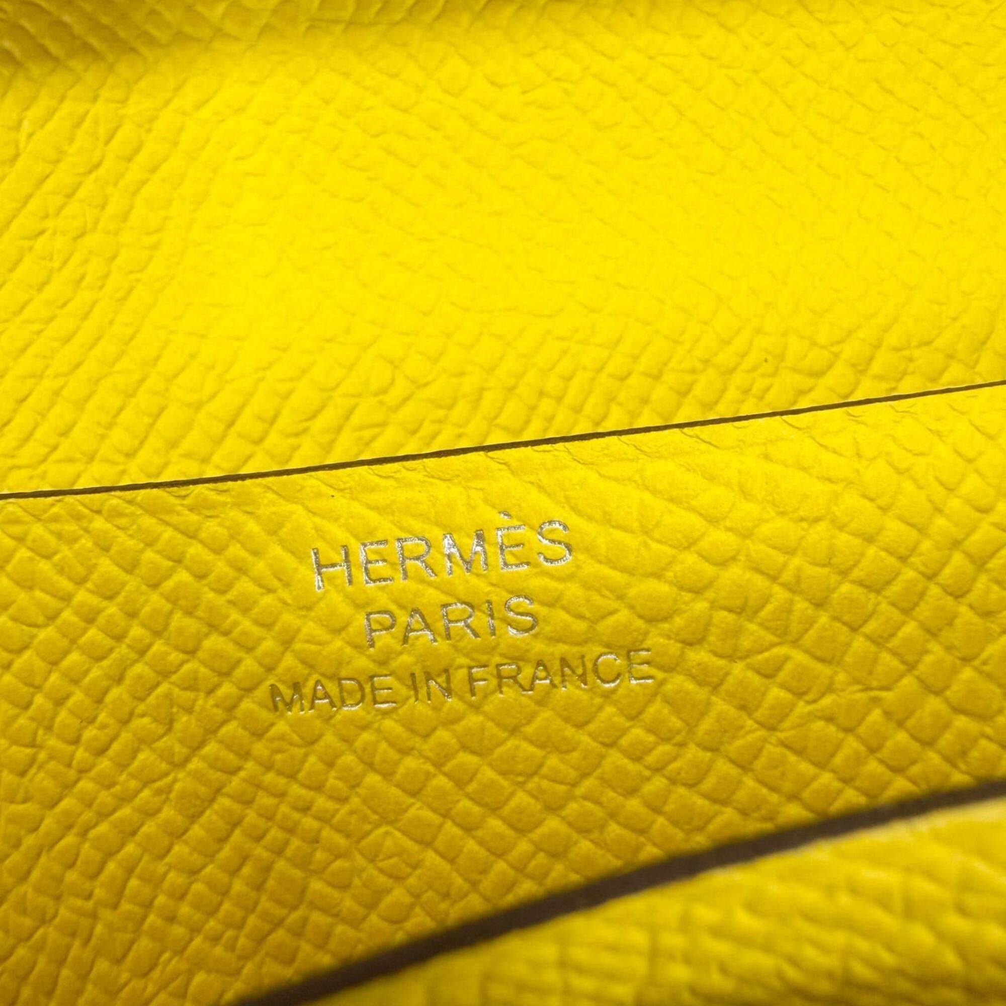 Hermes HERMES Bearn Soufflé Veau Epsom Jaune Naple Long Wallet with Silver Hardware, B Stamp, Made in France, Women's, Box. Size ONE SIZE - 9 Thumbnail
