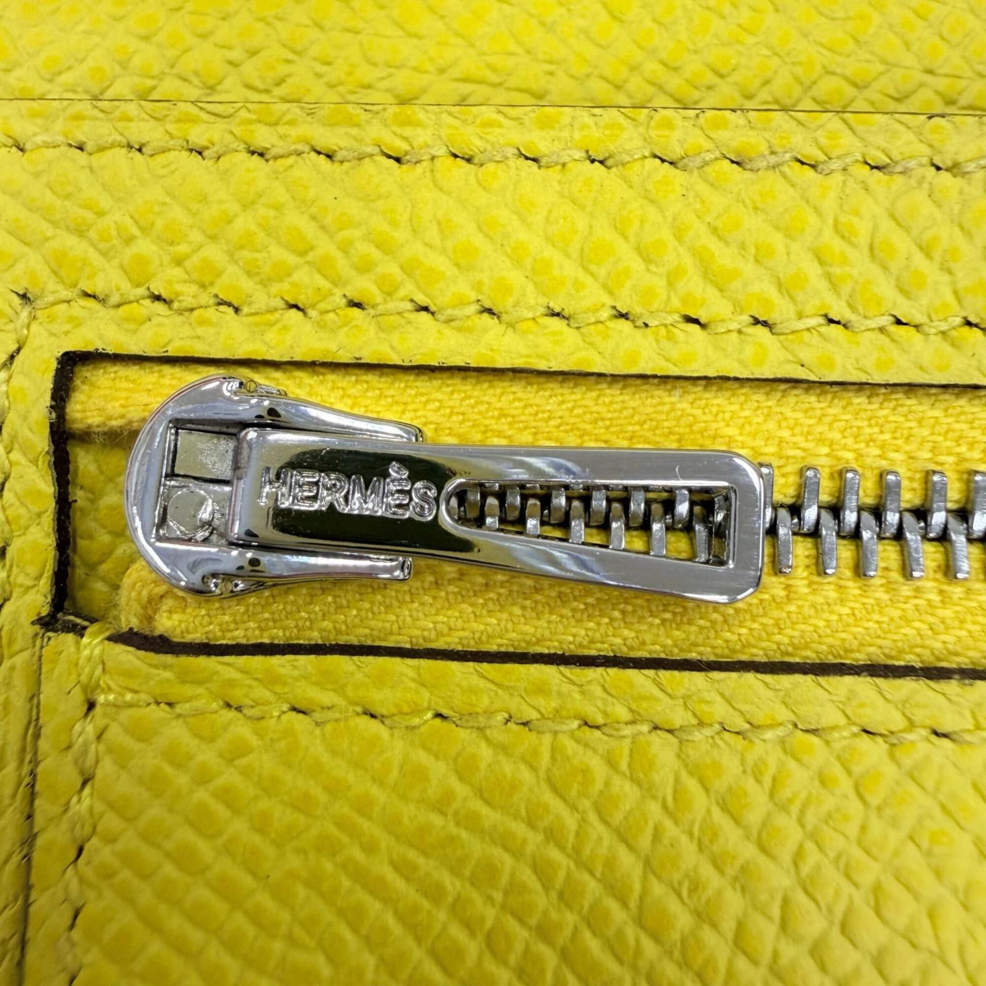 Hermes HERMES Bearn Soufflé Veau Epsom Jaune Naple Long Wallet with Silver Hardware, B Stamp, Made in France, Women's, Box. Size ONE SIZE - 8 Thumbnail