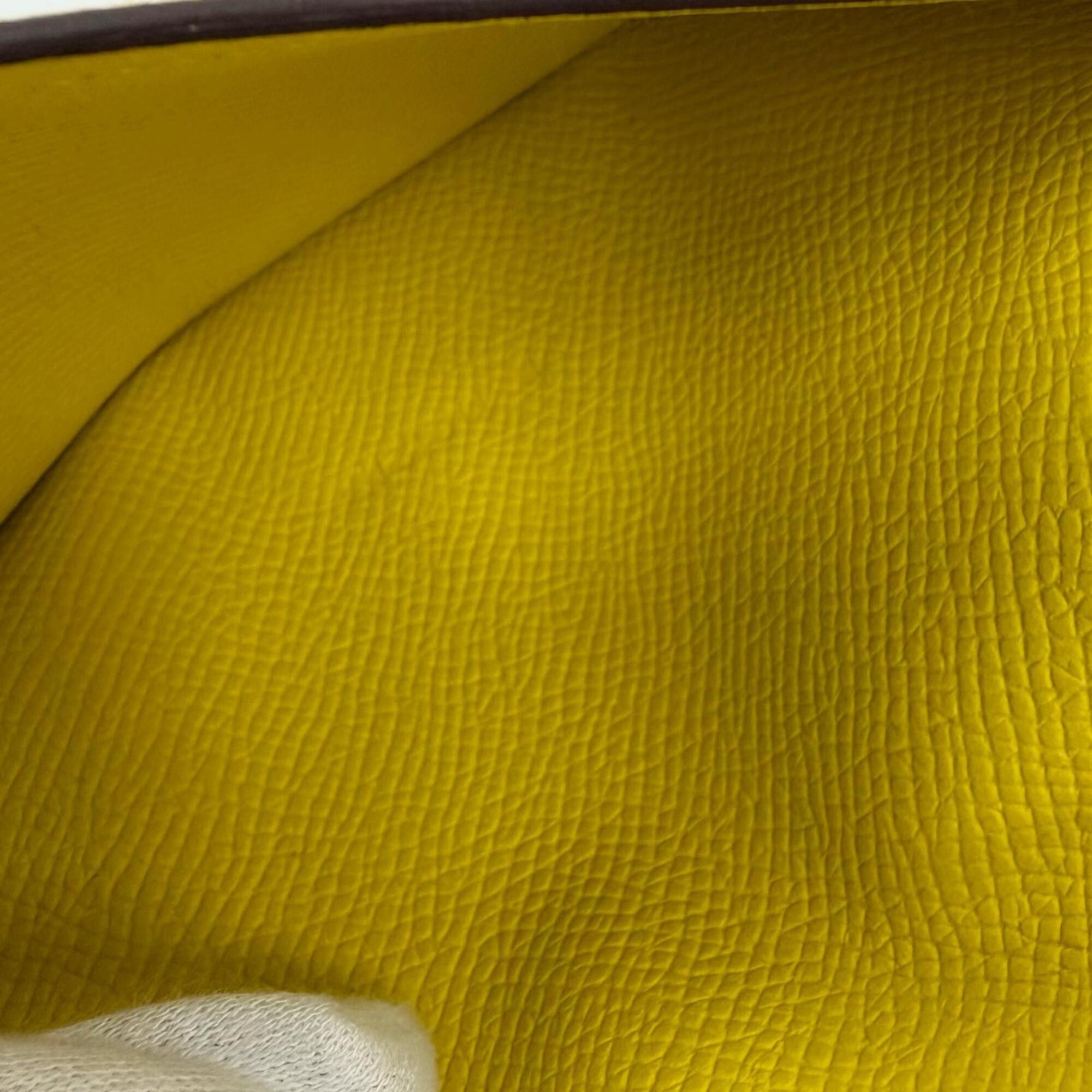 Hermes HERMES Bearn Soufflé Veau Epsom Jaune Naple Long Wallet with Silver Hardware, B Stamp, Made in France, Women's, Box. Size ONE SIZE - 10 Thumbnail