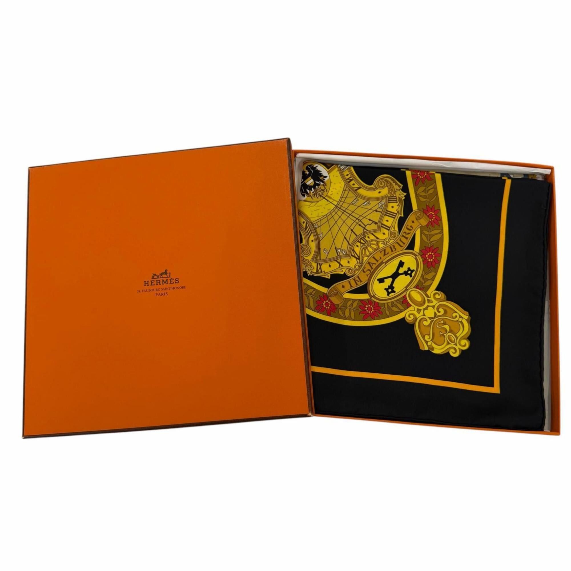 Hermes HERMES Carre 90 IN SALZBURG (Salzburg) 100% Silk Scarf/Muffler, Black, Made in France, Women's, with Box. Size ONE SIZE - 2 Thumbnail