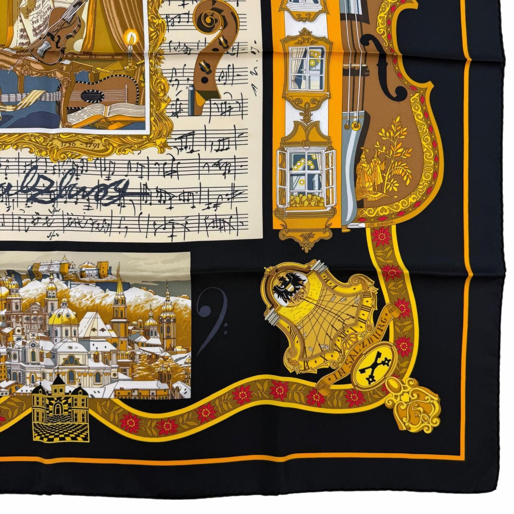 Hermes HERMES Carre 90 IN SALZBURG (Salzburg) 100% Silk Scarf/Muffler, Black, Made in France, Women's, with Box. Size ONE SIZE - 5 Thumbnail