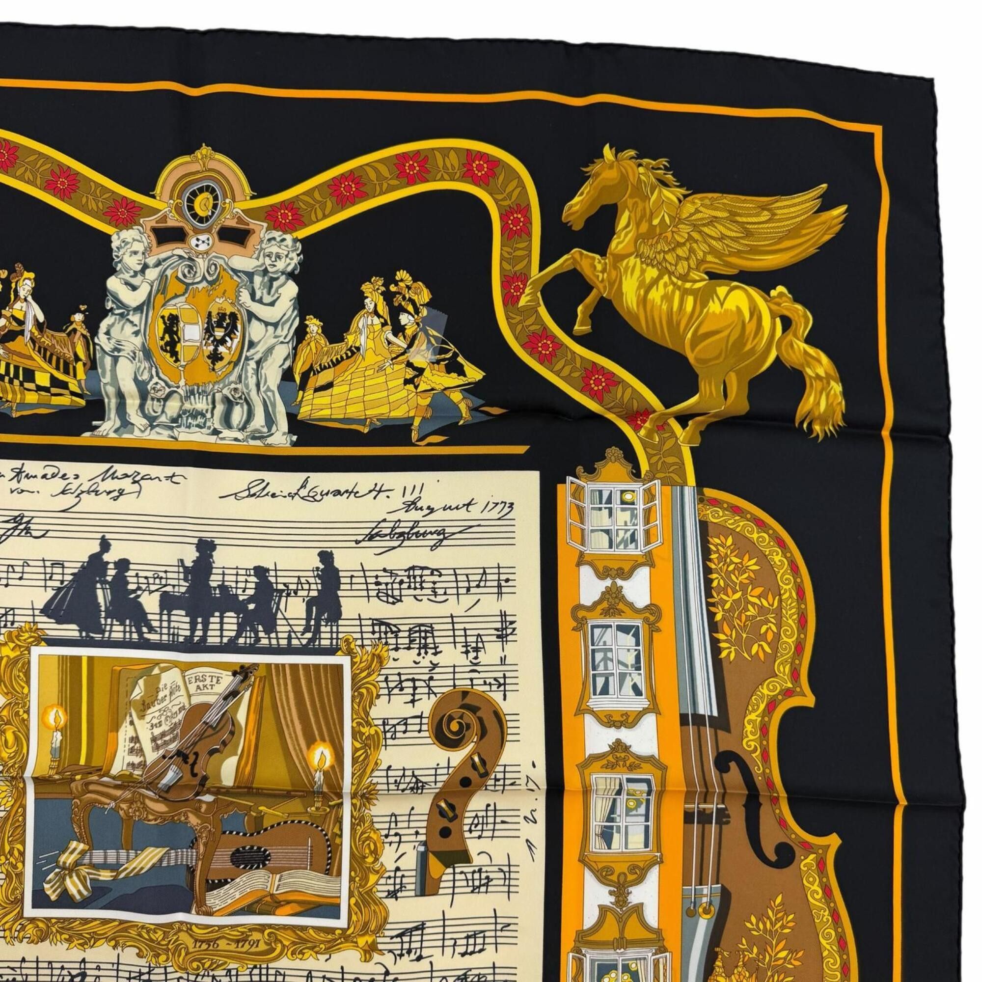Hermes HERMES Carre 90 IN SALZBURG (Salzburg) 100% Silk Scarf/Muffler, Black, Made in France, Women's, with Box. Size ONE SIZE - 4 Thumbnail