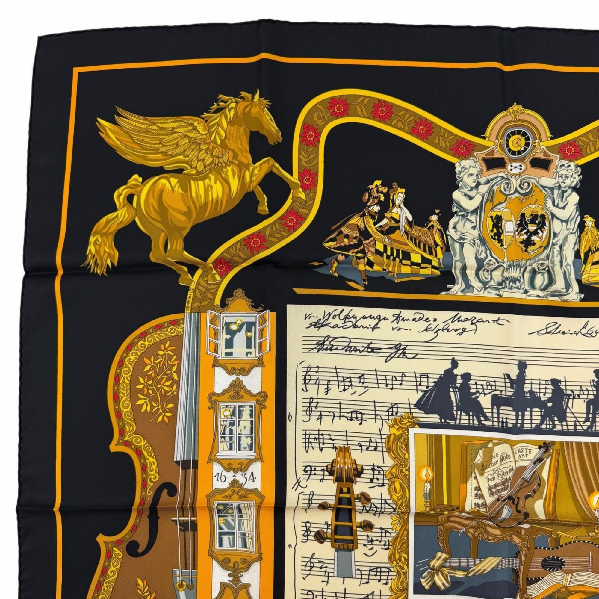 Hermes HERMES Carre 90 IN SALZBURG (Salzburg) 100% Silk Scarf/Muffler, Black, Made in France, Women's, with Box. Size ONE SIZE - 3 Thumbnail