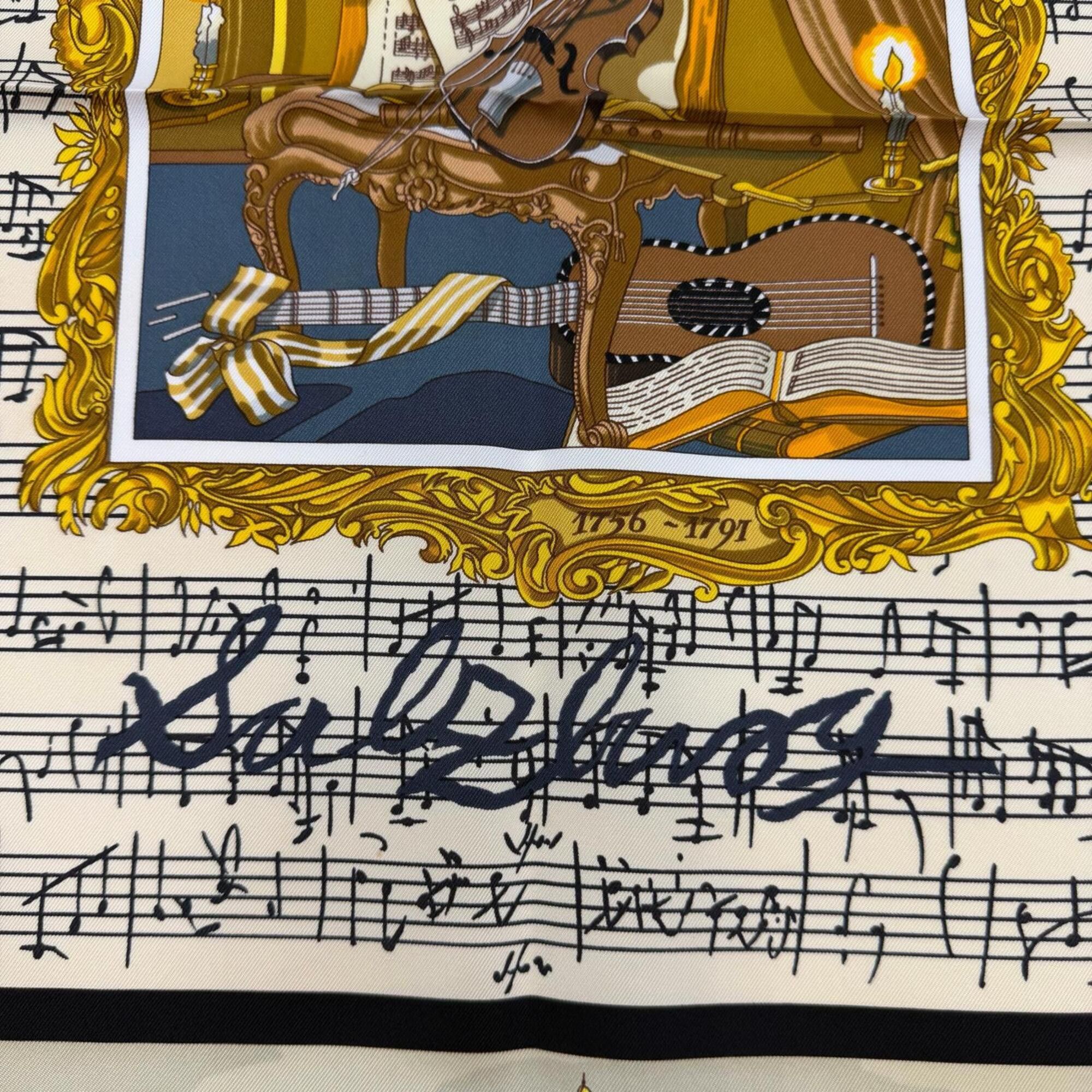 Hermes HERMES Carre 90 IN SALZBURG (Salzburg) 100% Silk Scarf/Muffler, Black, Made in France, Women's, with Box. Size ONE SIZE - 7 Thumbnail