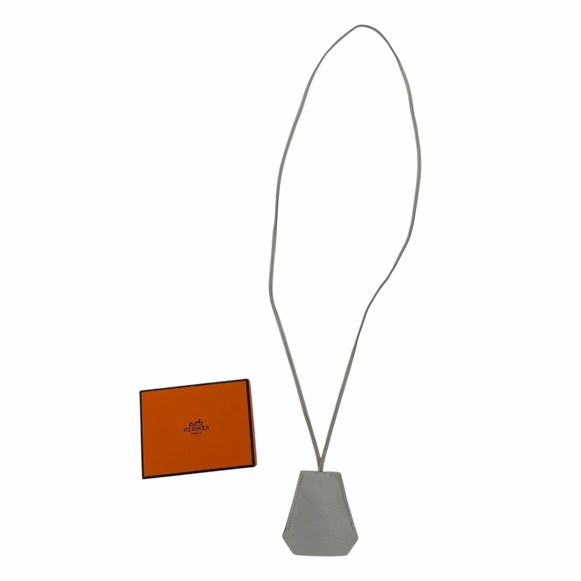 Hermes HERMES Vintage Clochette Charm Leather Silver Hardware Necklace Light Blue □F Stamp Made in France Women's with Box Size ONE SIZE - 2 Thumbnail