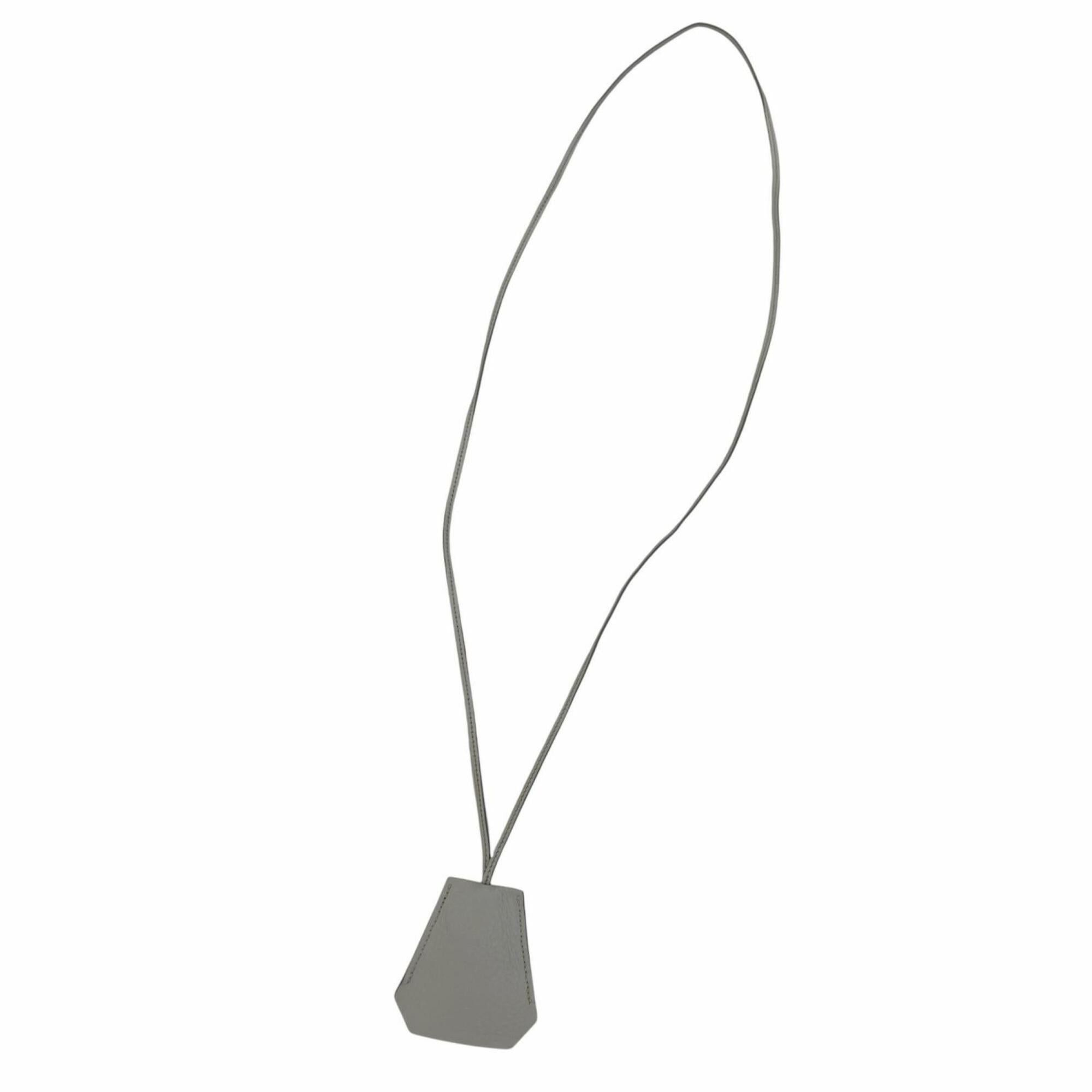 Hermes HERMES Vintage Clochette Charm Leather Silver Hardware Necklace Light Blue □F Stamp Made in France Women's with Box Size ONE SIZE - 3 Thumbnail