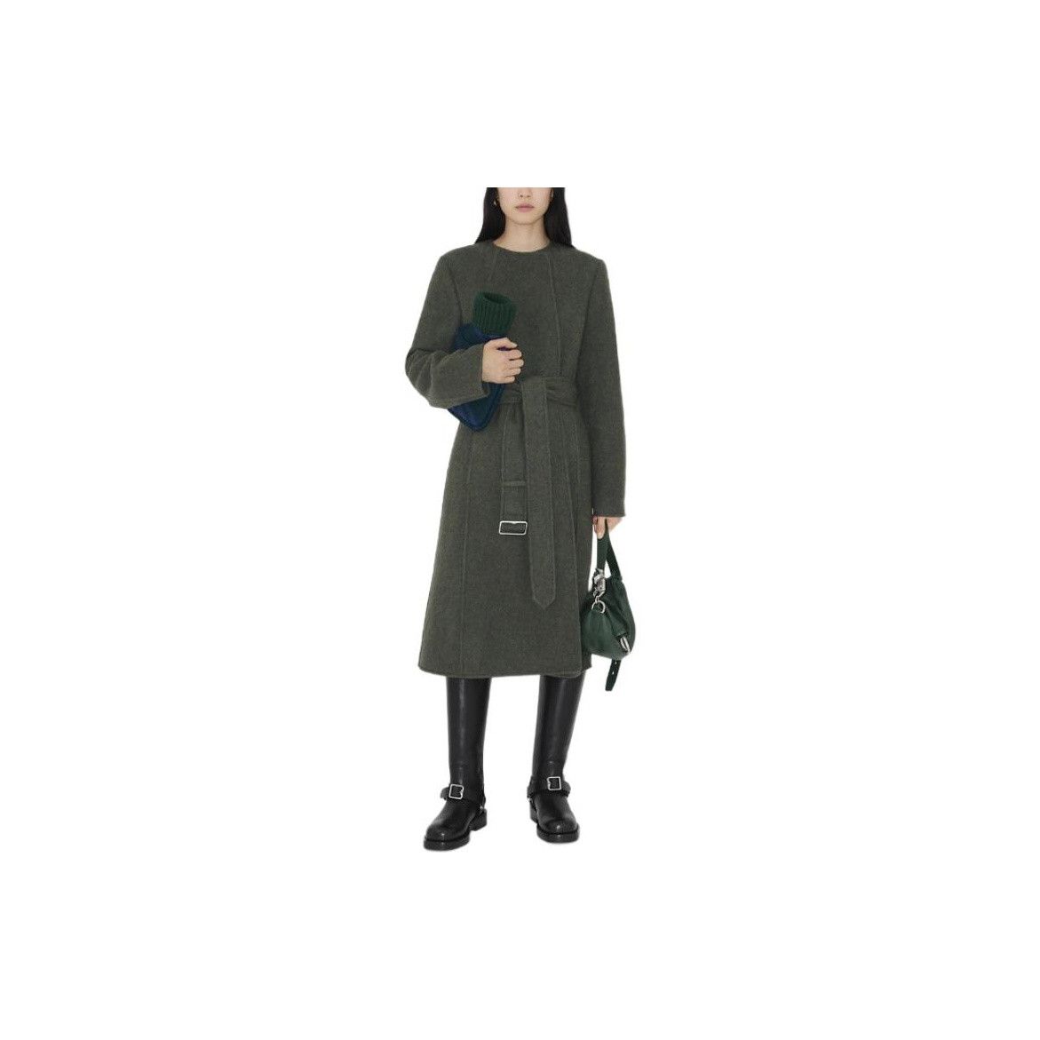 Burberry Burberry Dark Olive Belted Wool Coat Size 4 Size XS / US 0-2 / IT 36-38 - 7 Thumbnail