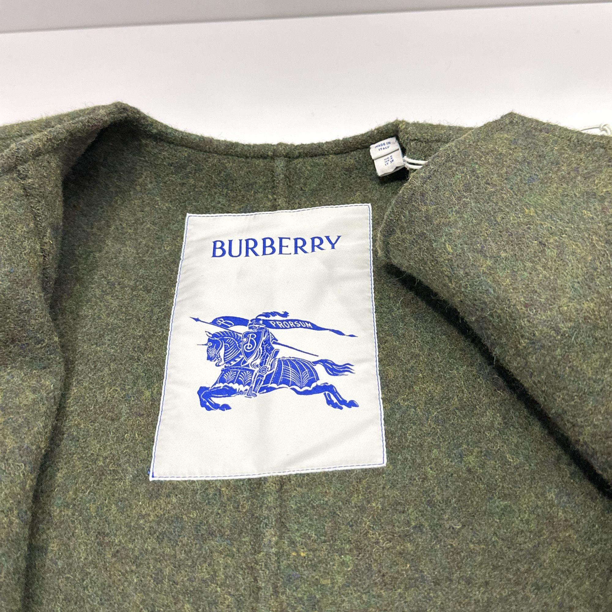 Burberry Burberry Dark Olive Belted Wool Coat Size 4 Size XS / US 0-2 / IT 36-38 - 5 Thumbnail