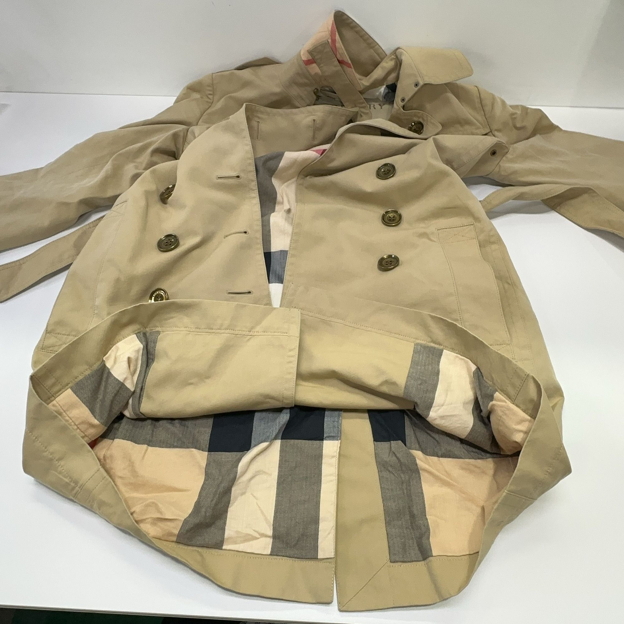 Burberry Burberry Brit Beige Check Lined Trench Coat Size US 2 Size XS / US 0-2 / IT 36-38 - 7 Thumbnail