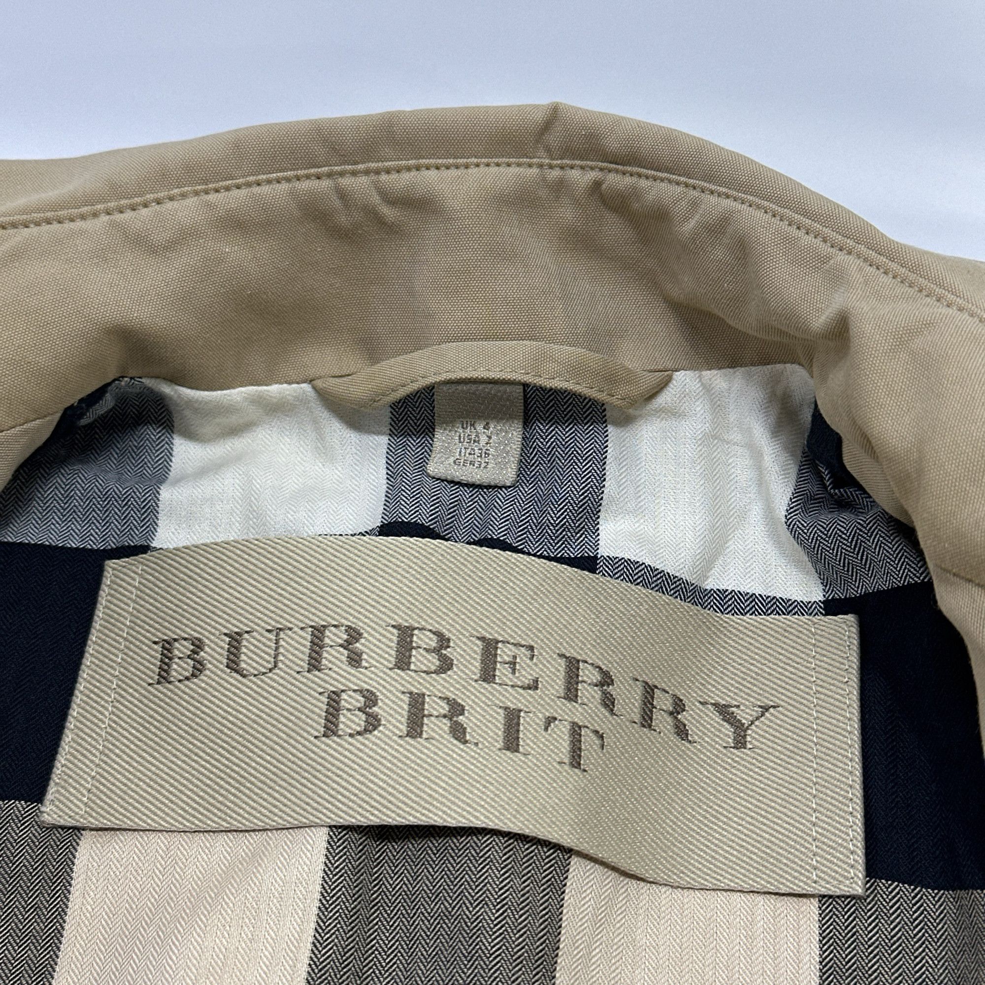 Burberry Burberry Brit Beige Check Lined Trench Coat Size US 2 Size XS / US 0-2 / IT 36-38 - 3 Thumbnail